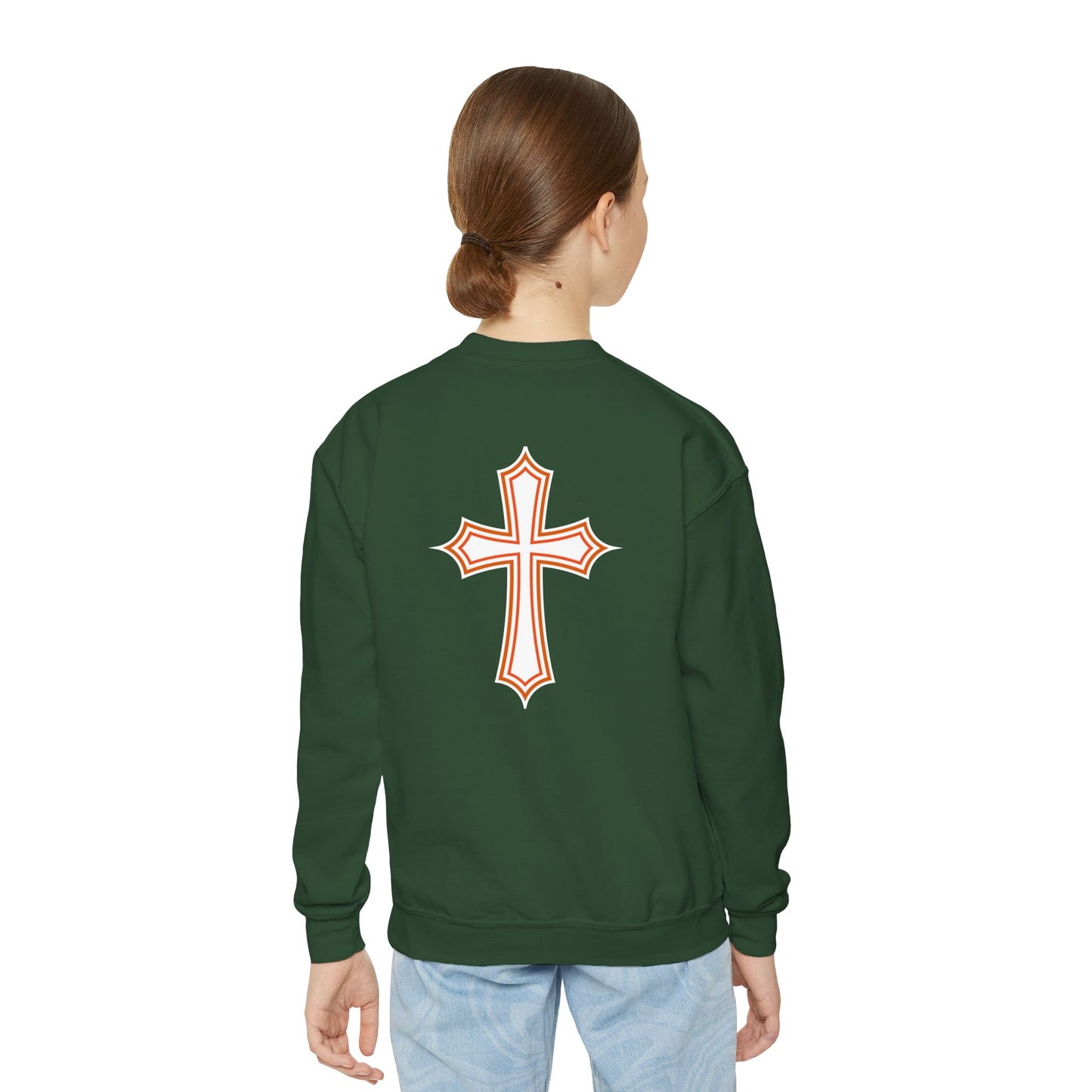 Halloween Pumpkin Pray Unisex Sweatshirt, Forest Green - 'Remember To Pray On This Day', Children's’ Sizes: XS - XL