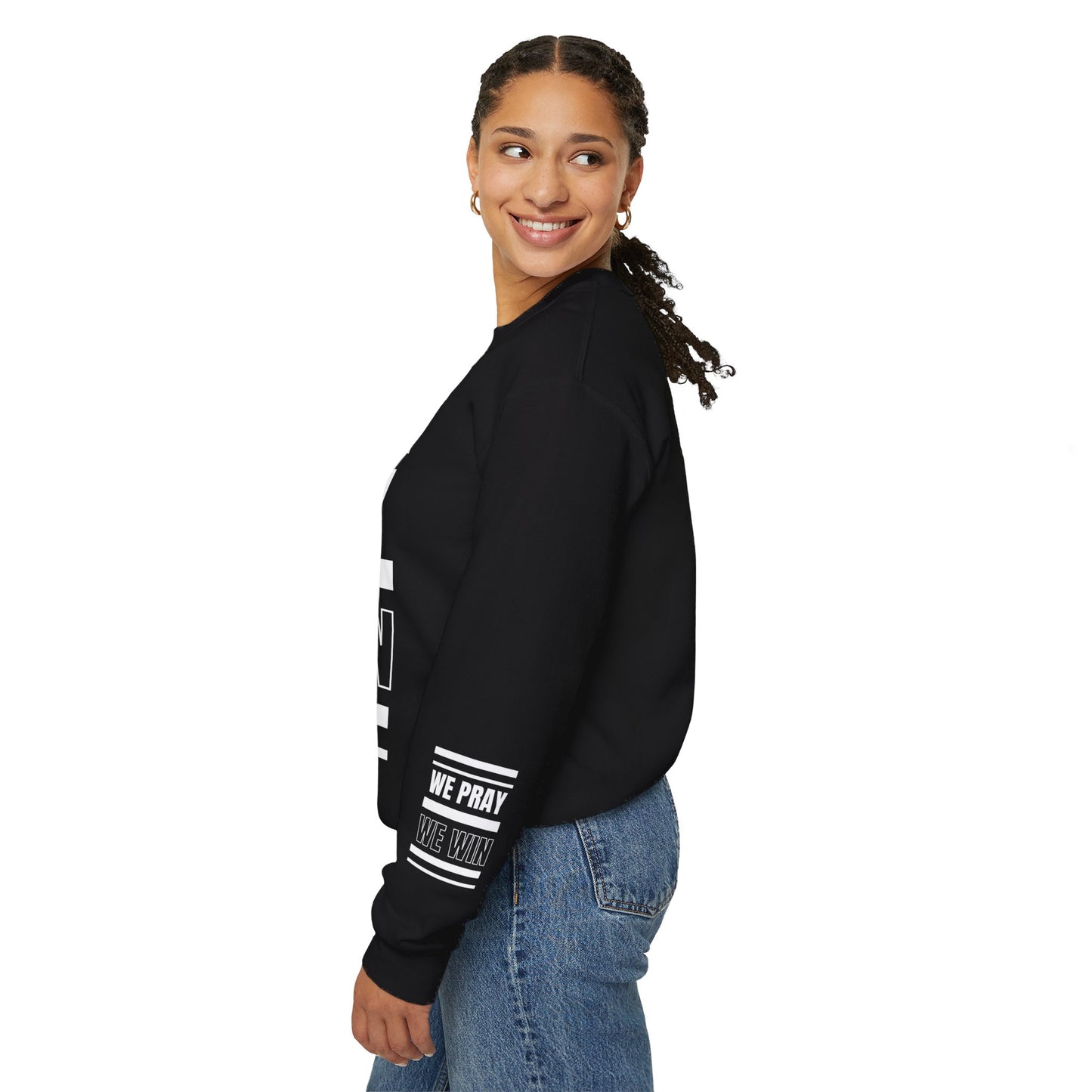 Inspirational 'WE PRAY WE WIN' Logo Crewneck Sweatshirt™ by Novelty Wonders