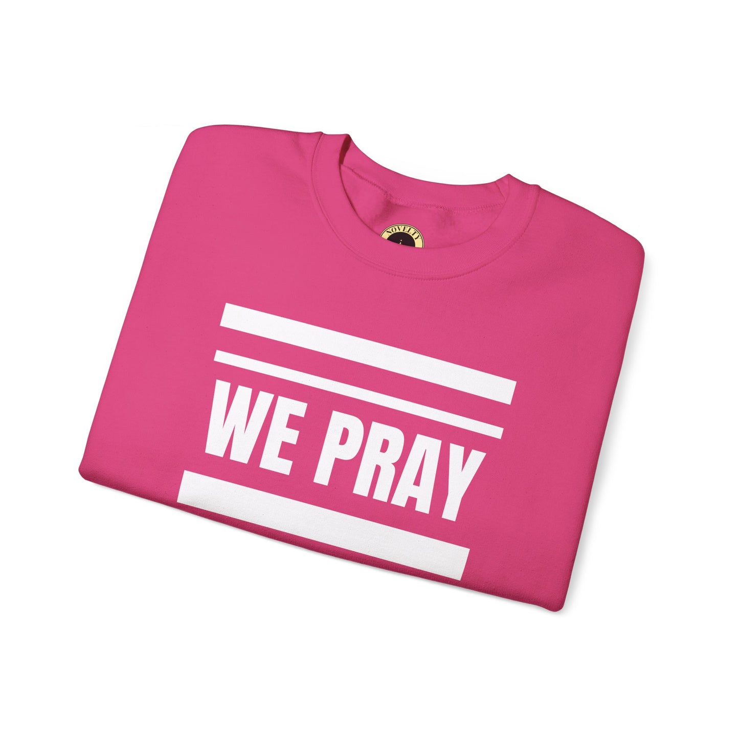 Inspirational 'WE PRAY WE WIN' Logo Crewneck Sweatshirt™ by Novelty Wonders