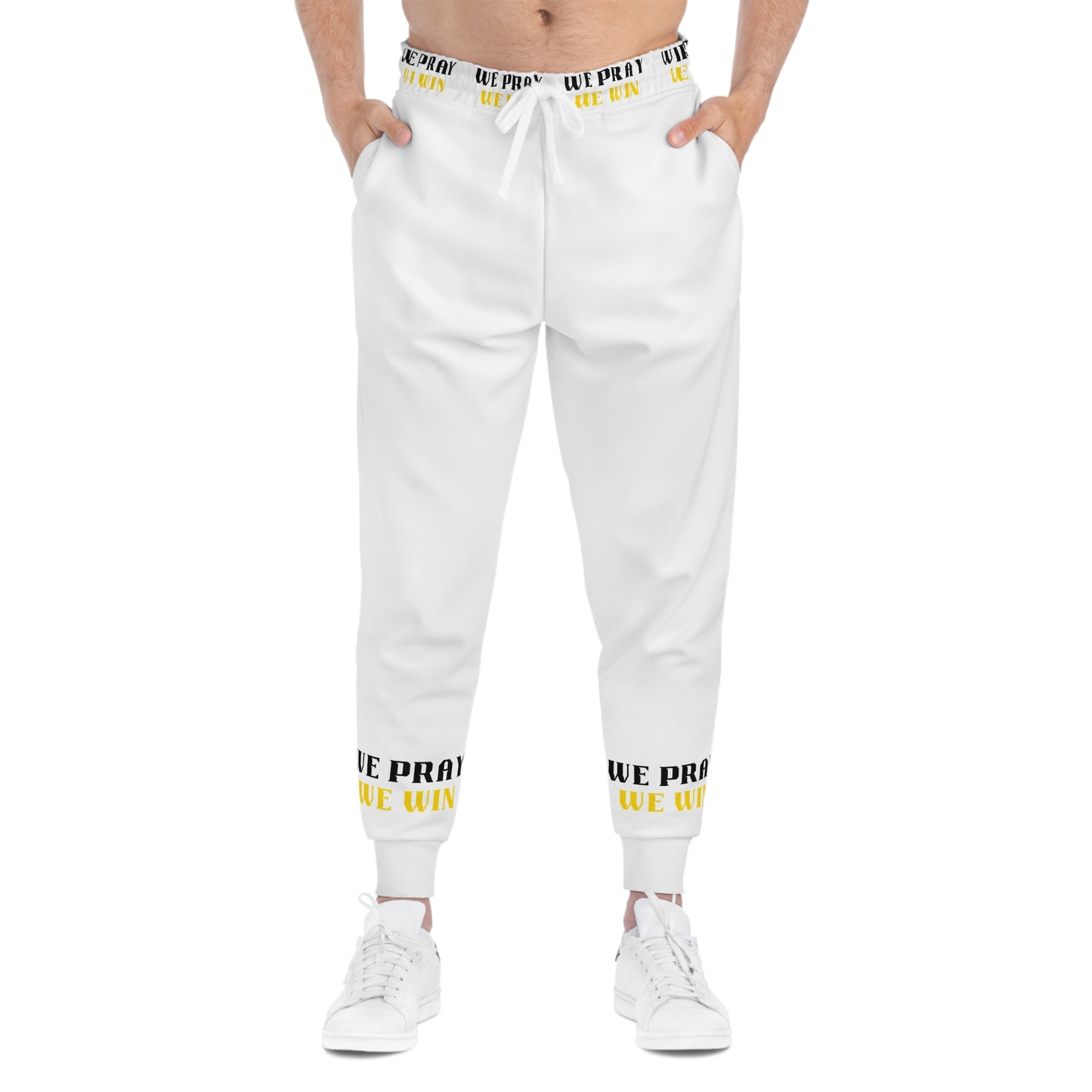 Inspirational "WE PRAY WE WIN" Athletic Joggers by Novelty Wonders