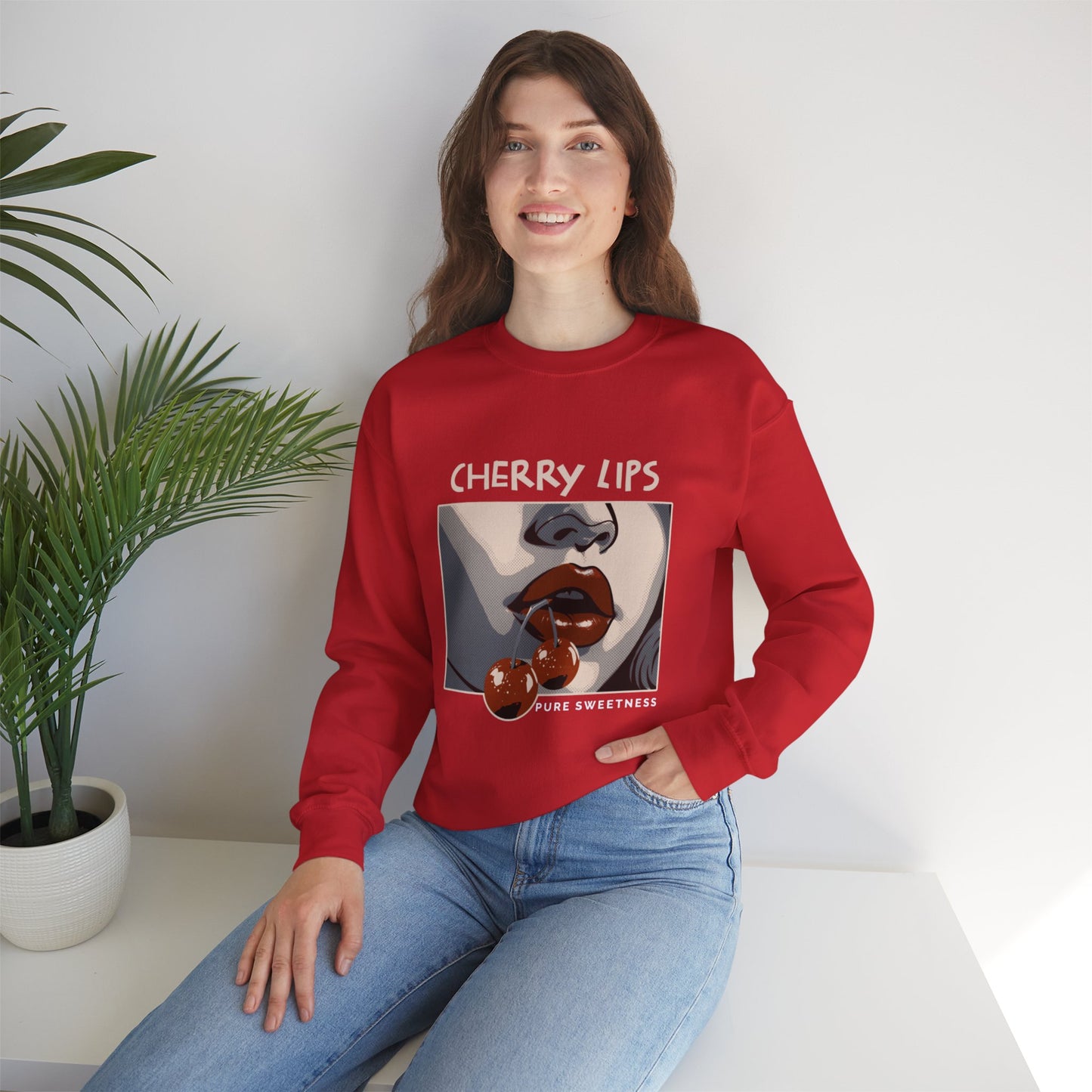 Retro Style 'CHERRY LIPS' Crewneck Sweatshirt™ by Novelty Wonders