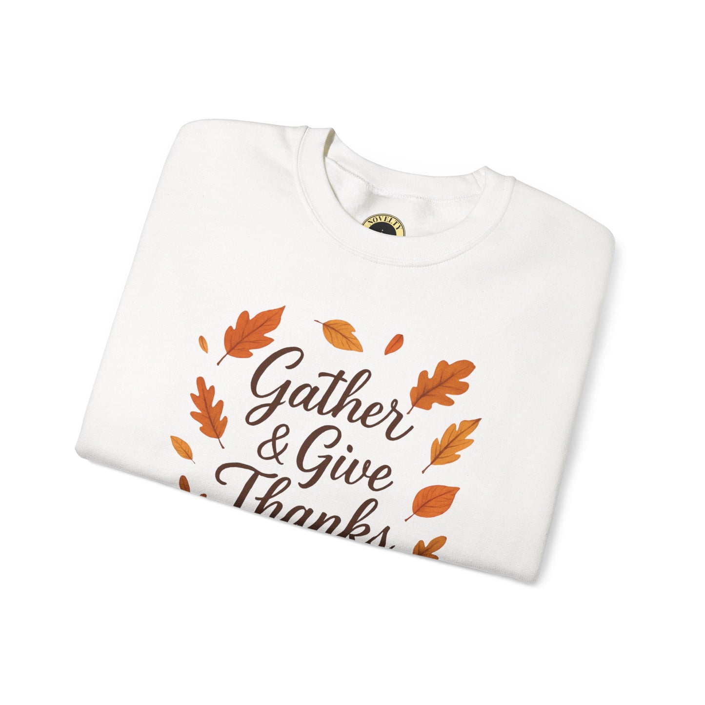 Gather & Give Thanks Pumpkin™ Crewneck Sweatshirt | Unisex Long Sleeve Thanksgiving Apparel