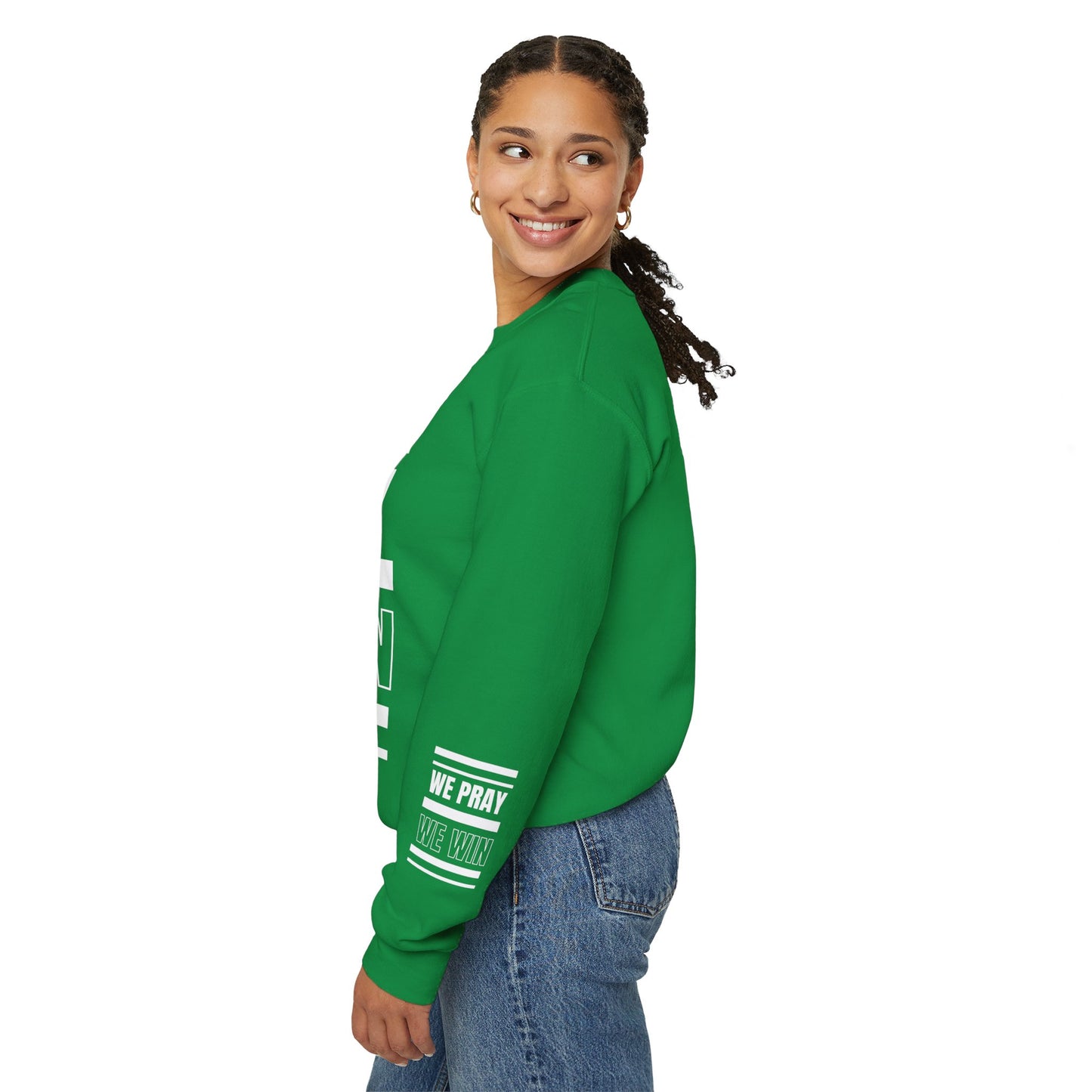 Inspirational 'WE PRAY WE WIN' Logo Crewneck Sweatshirt™ by Novelty Wonders