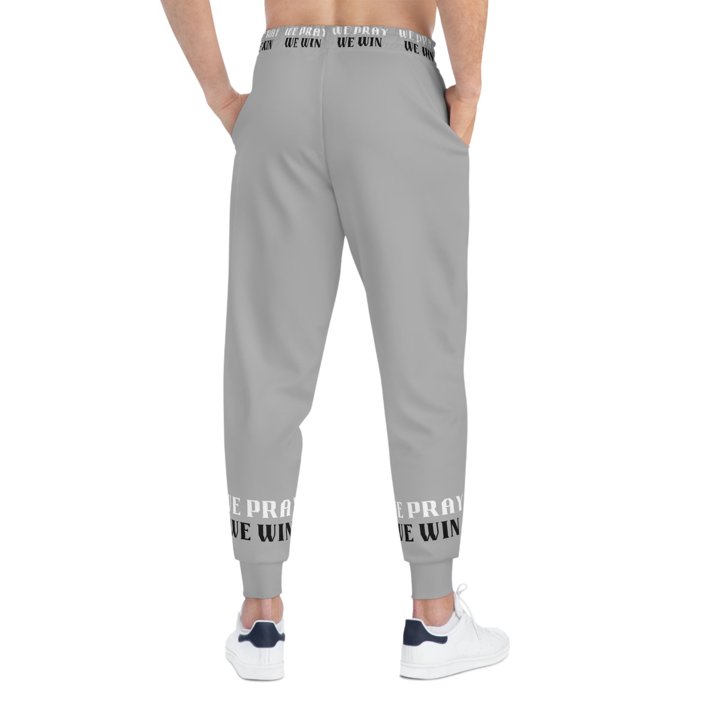 Inspirational "WE PRAY WE WIN" Athletic Joggers by Novelty Wonders