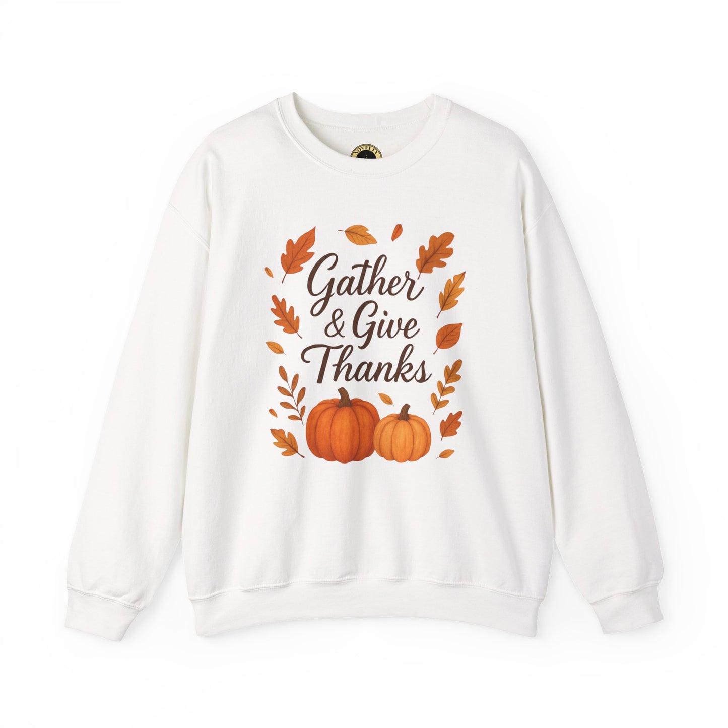 Gather & Give Thanks Pumpkin™ Crewneck Sweatshirt | Unisex Long Sleeve Thanksgiving Apparel