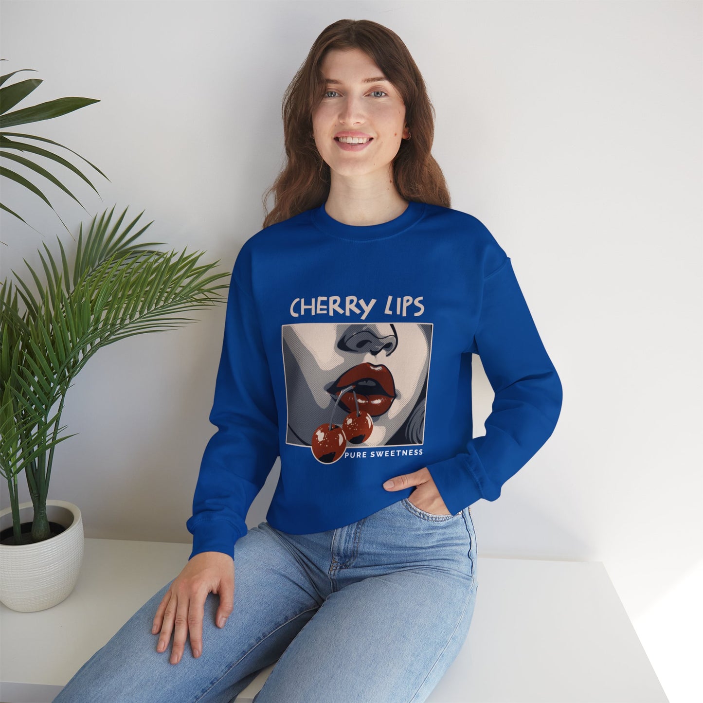 Retro Style 'CHERRY LIPS' Crewneck Sweatshirt™ by Novelty Wonders