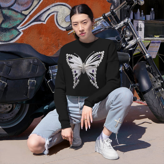 Premium 'Butterfly Design' Women's Cropped Sweatshirt by Novelty Wonders