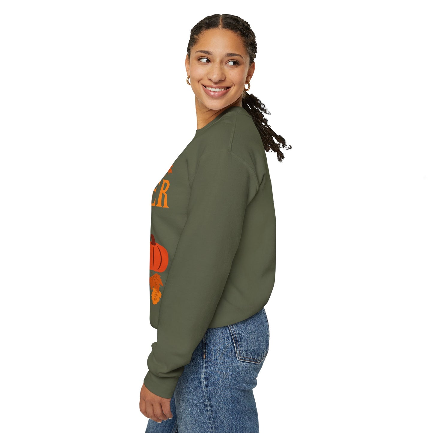 Halloween Pumpkin Pray Unisex Sweatshirt, Military Green - 'Remember To Pray On This Day', Adults, Size: Small