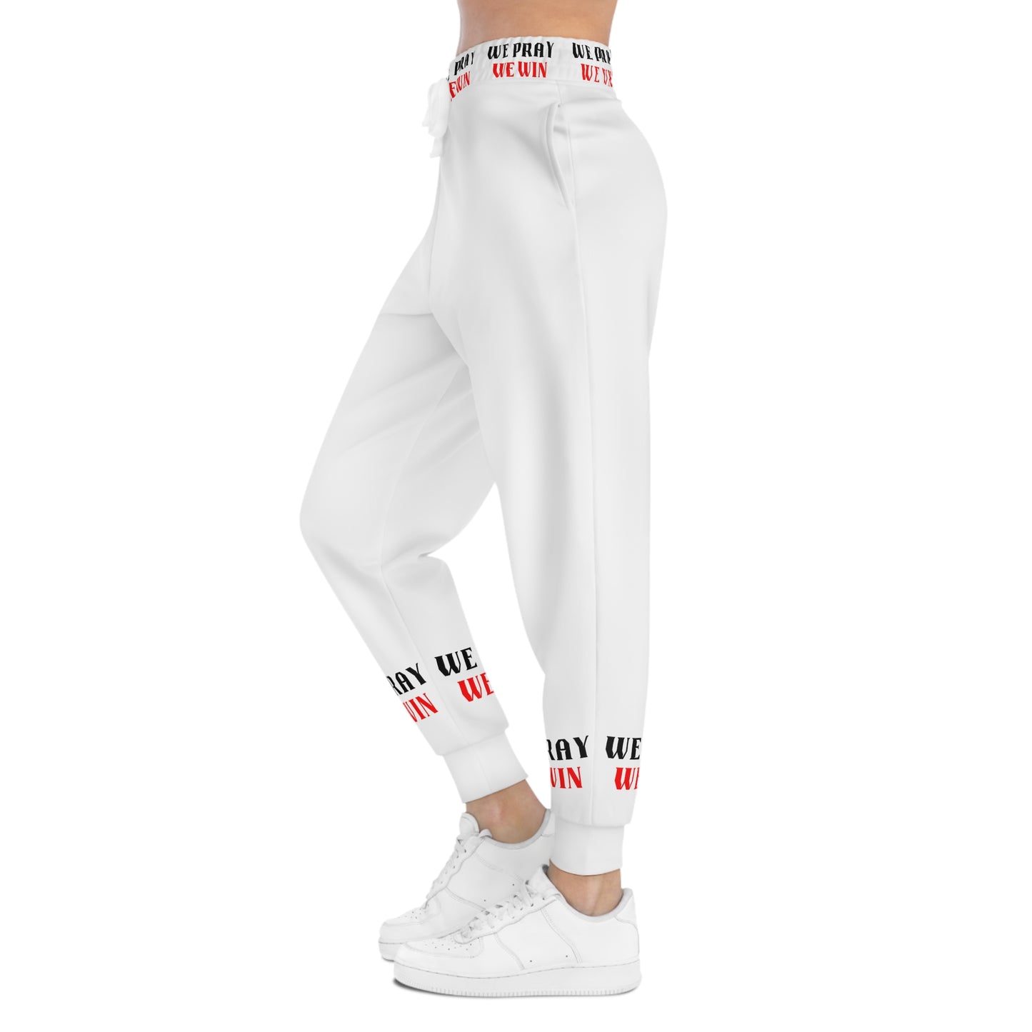 Inspirational "WE PRAY WE WIN" Athletic Joggers by Novelty Wonders