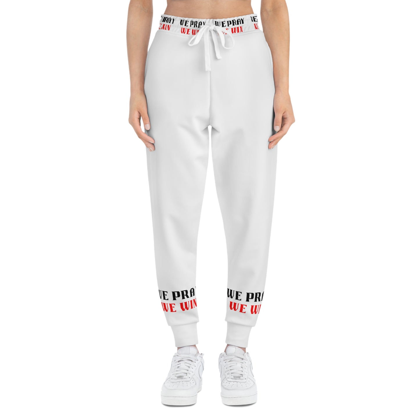 Inspirational "WE PRAY WE WIN" Athletic Joggers by Novelty Wonders