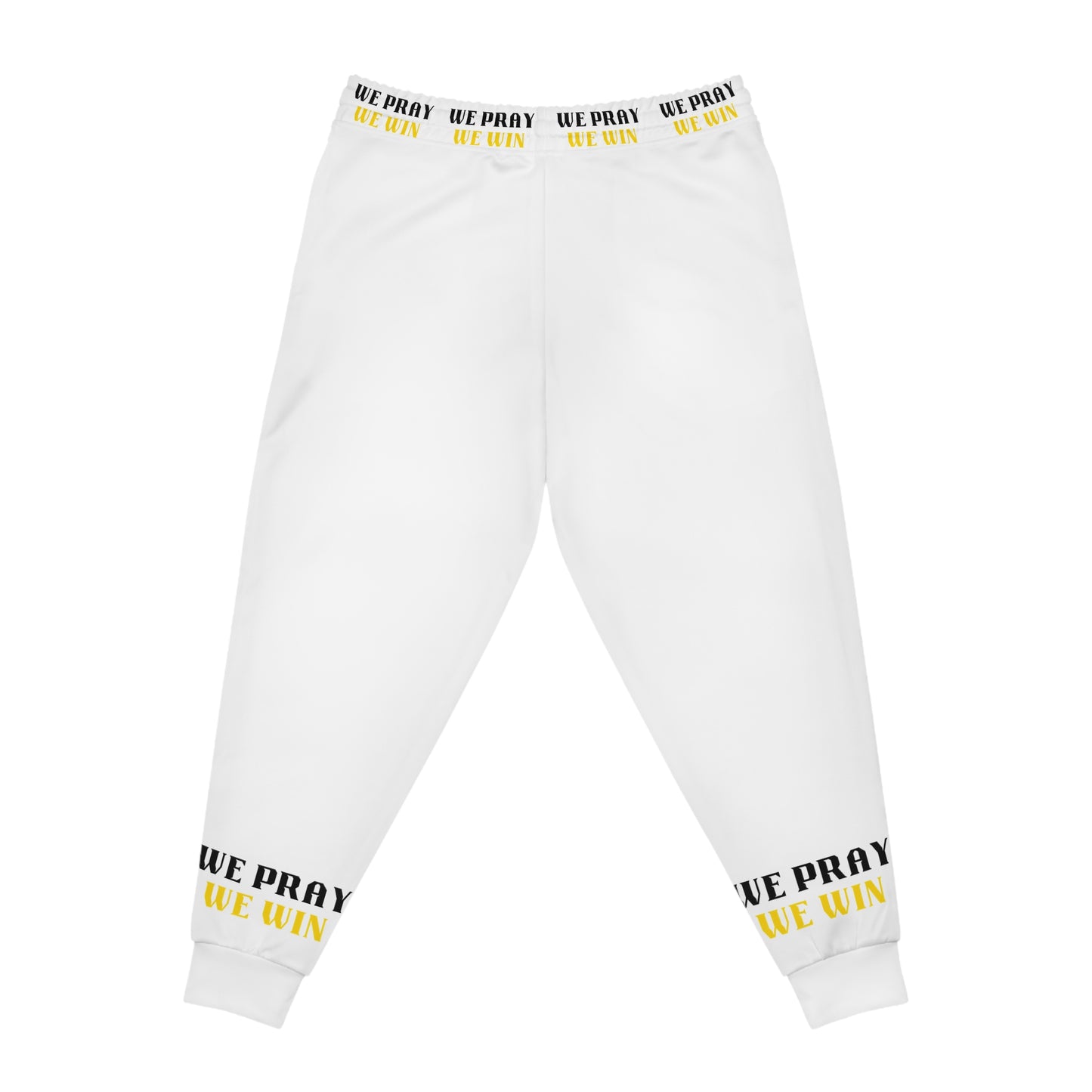 Inspirational "WE PRAY WE WIN" Athletic Joggers by Novelty Wonders