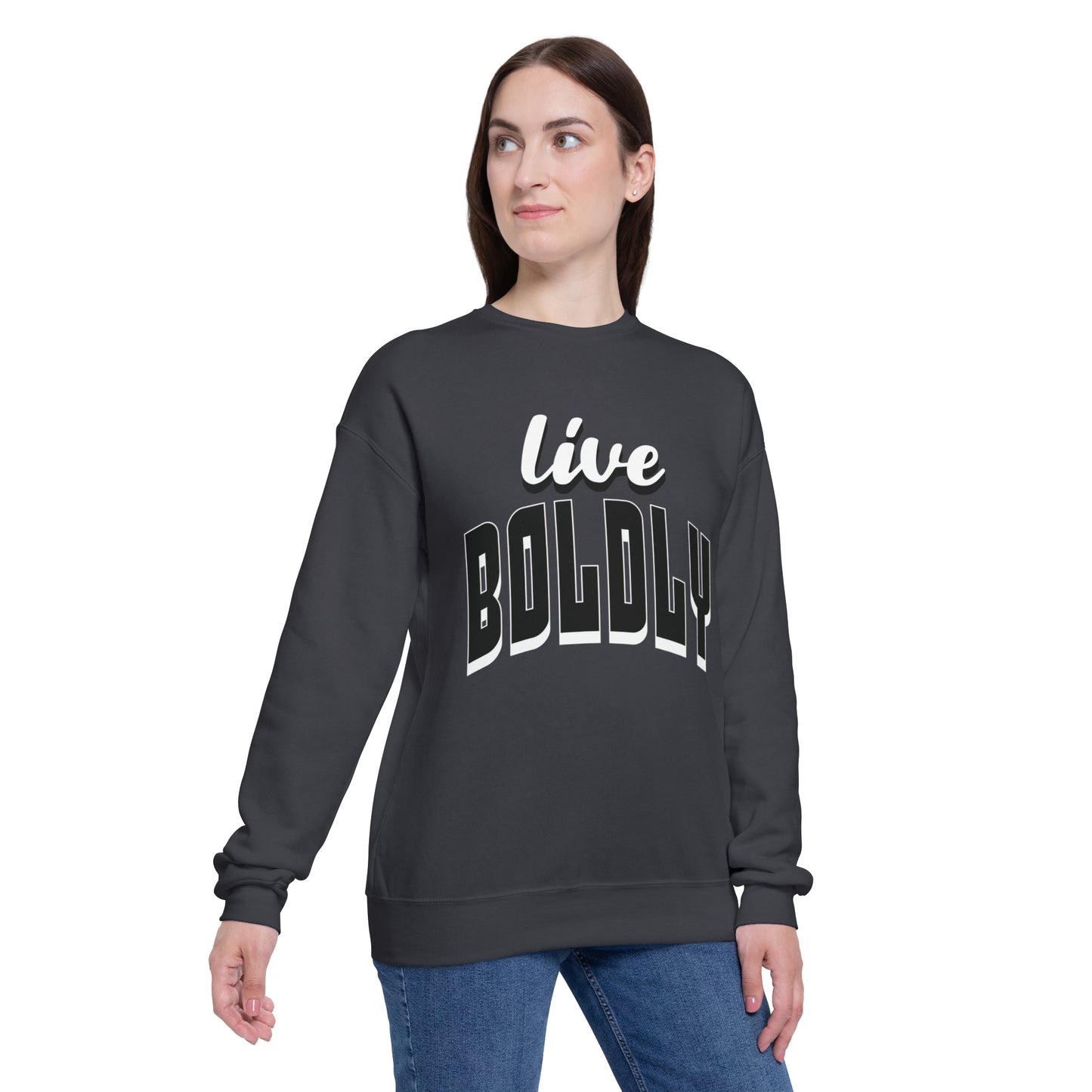 Empowering 'LIVE BOLDLY' Drop Shoulder Sweatshirt by Novelty Wonders