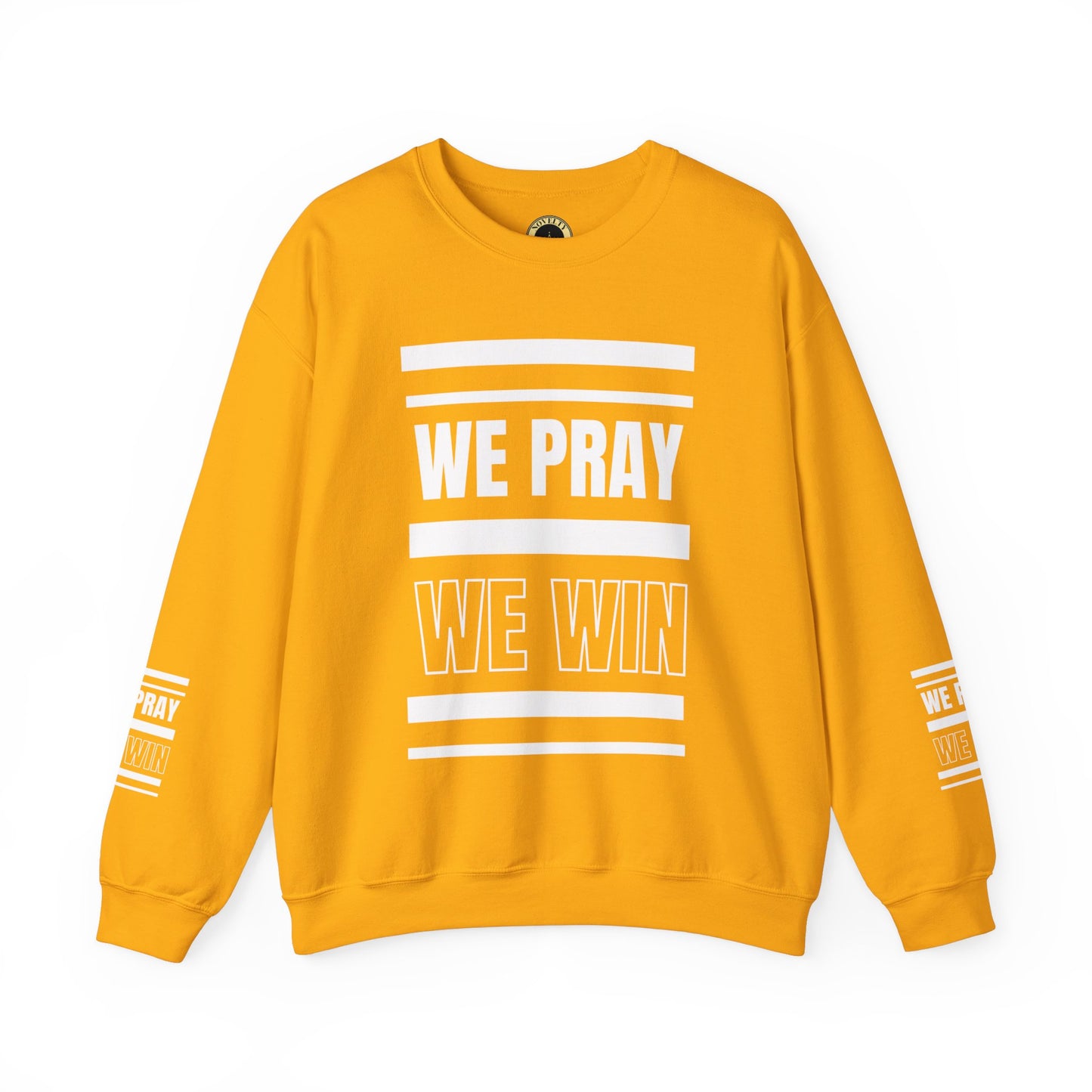 Inspirational 'WE PRAY WE WIN' Logo Crewneck Sweatshirt™ by Novelty Wonders