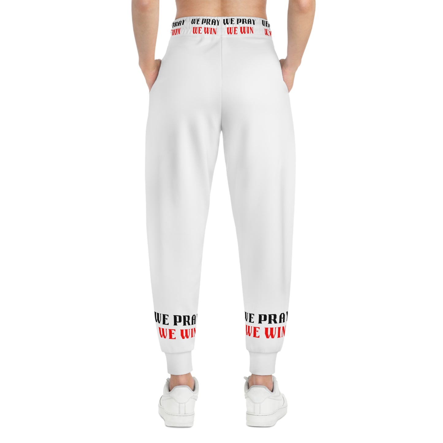 Inspirational "WE PRAY WE WIN" Athletic Joggers by Novelty Wonders