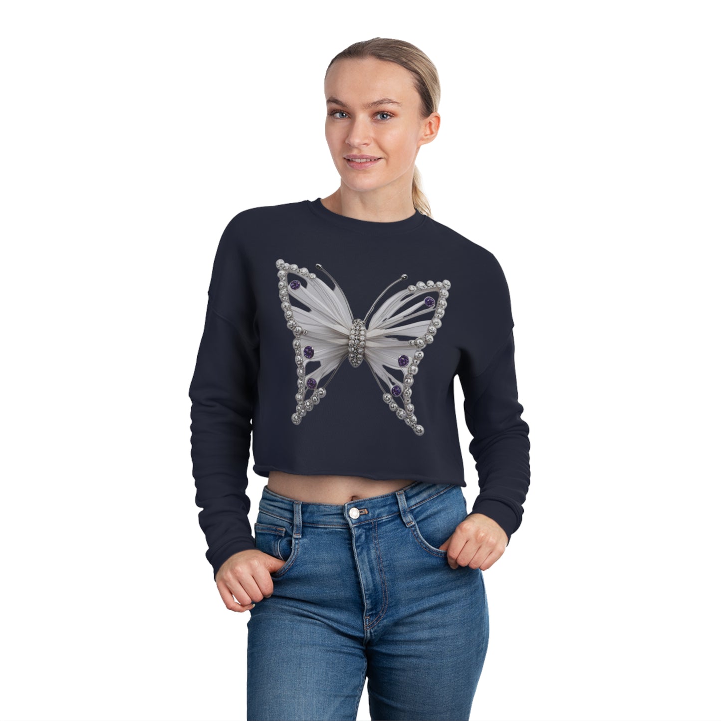 Premium 'Butterfly Design' Women's Cropped Sweatshirt by Novelty Wonders