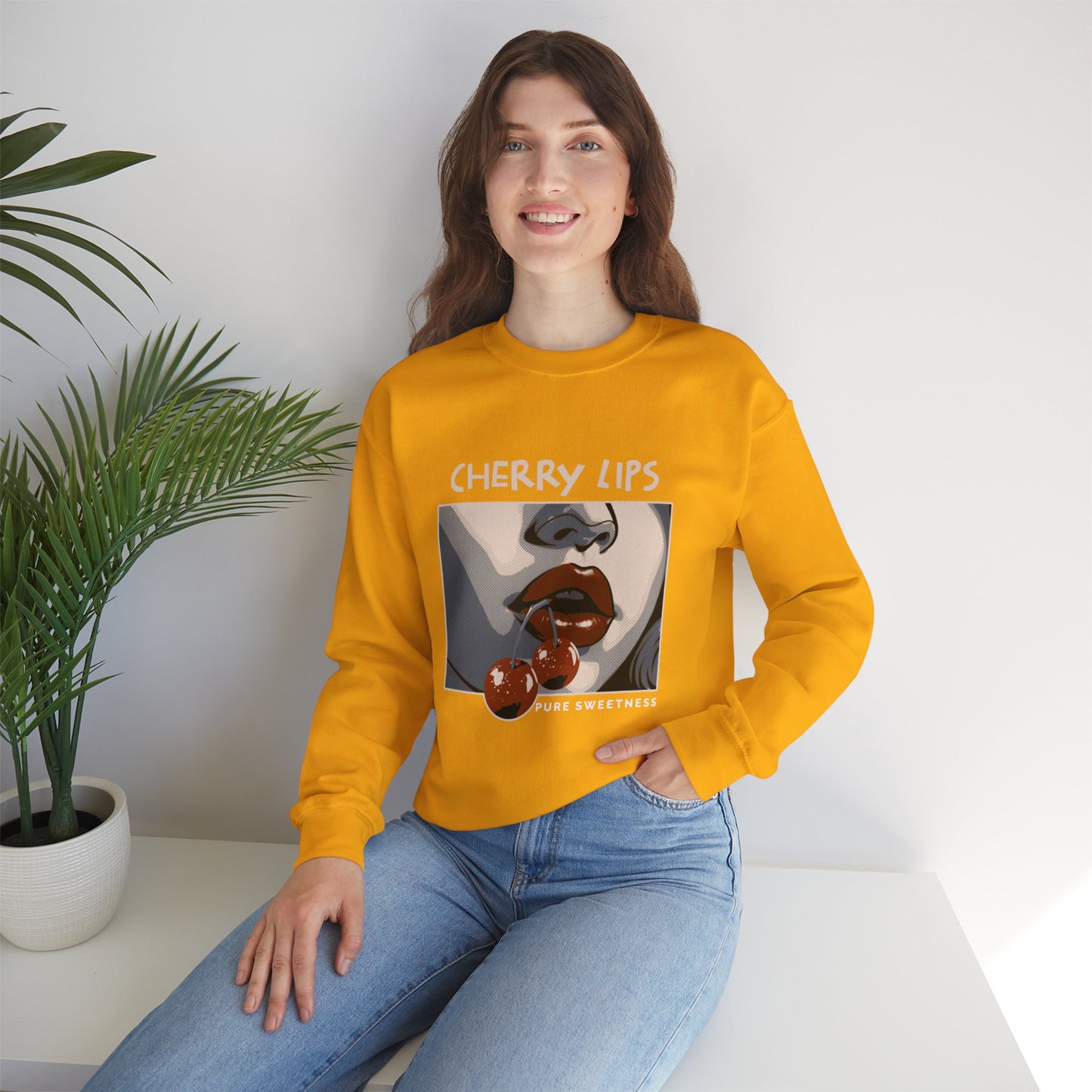 Retro Style 'CHERRY LIPS' Crewneck Sweatshirt™ by Novelty Wonders