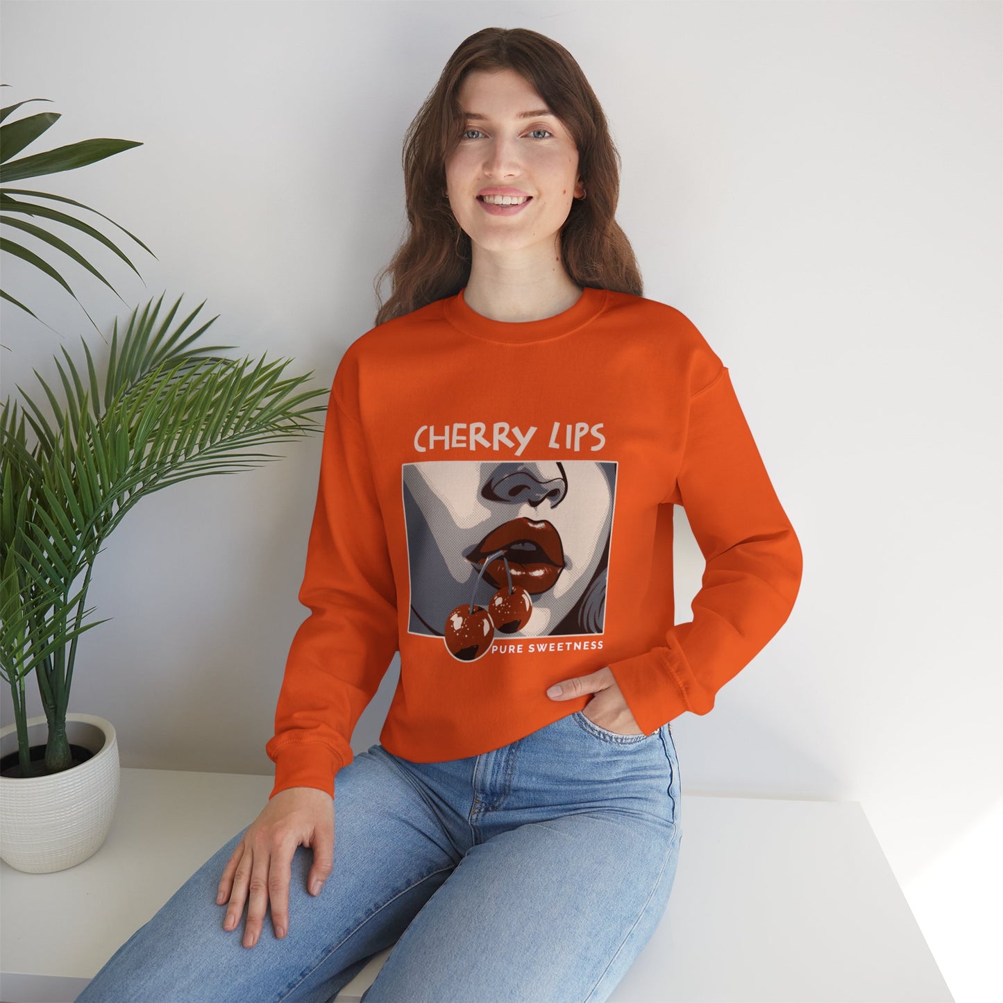 Retro Style 'CHERRY LIPS' Crewneck Sweatshirt™ by Novelty Wonders