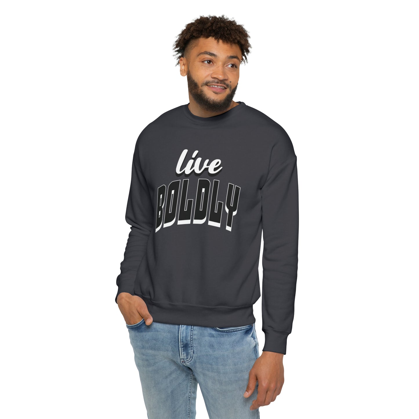 Empowering 'LIVE BOLDLY' Drop Shoulder Sweatshirt by Novelty Wonders