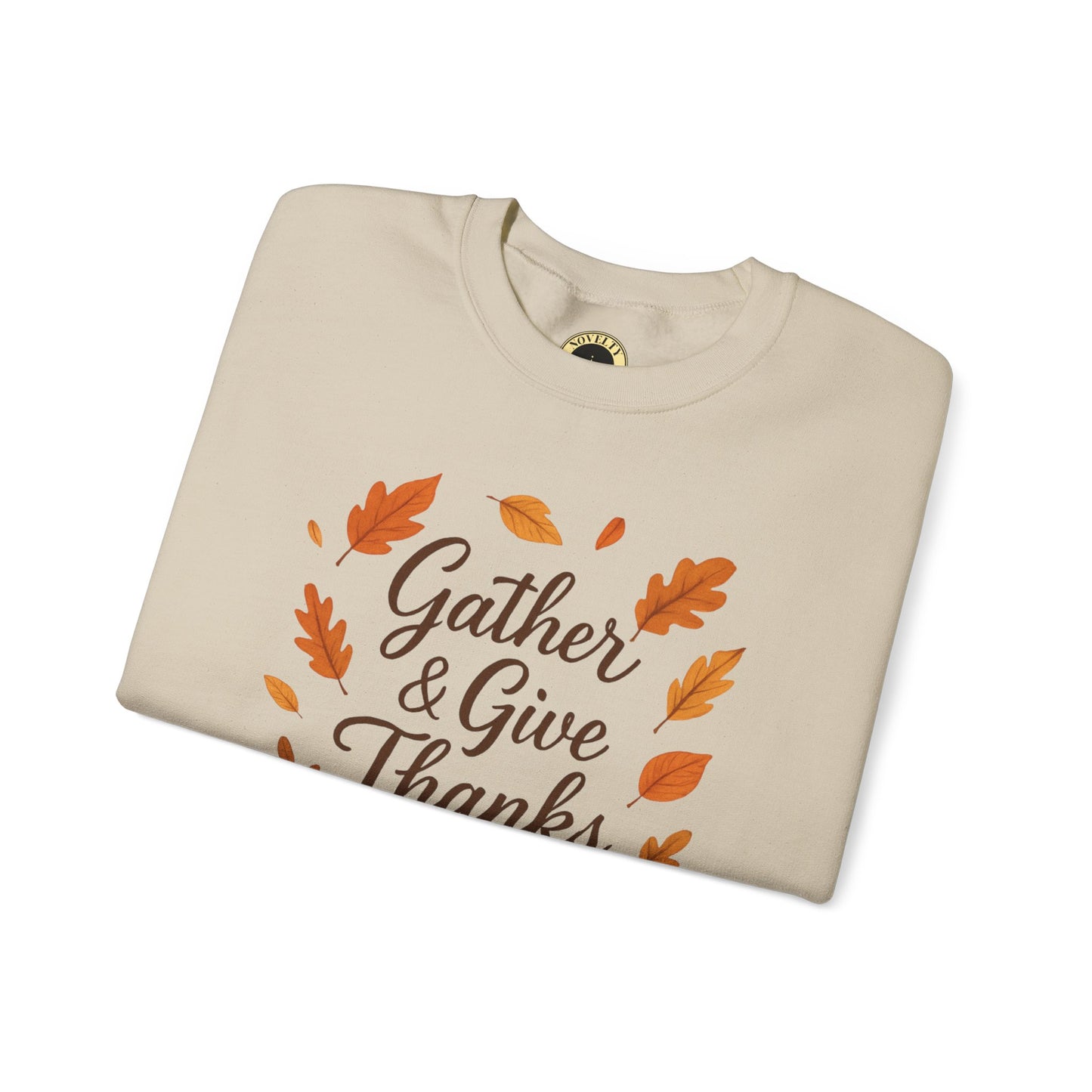 Gather & Give Thanks Pumpkin™ Crewneck Sweatshirt | Unisex Long Sleeve Thanksgiving Apparel