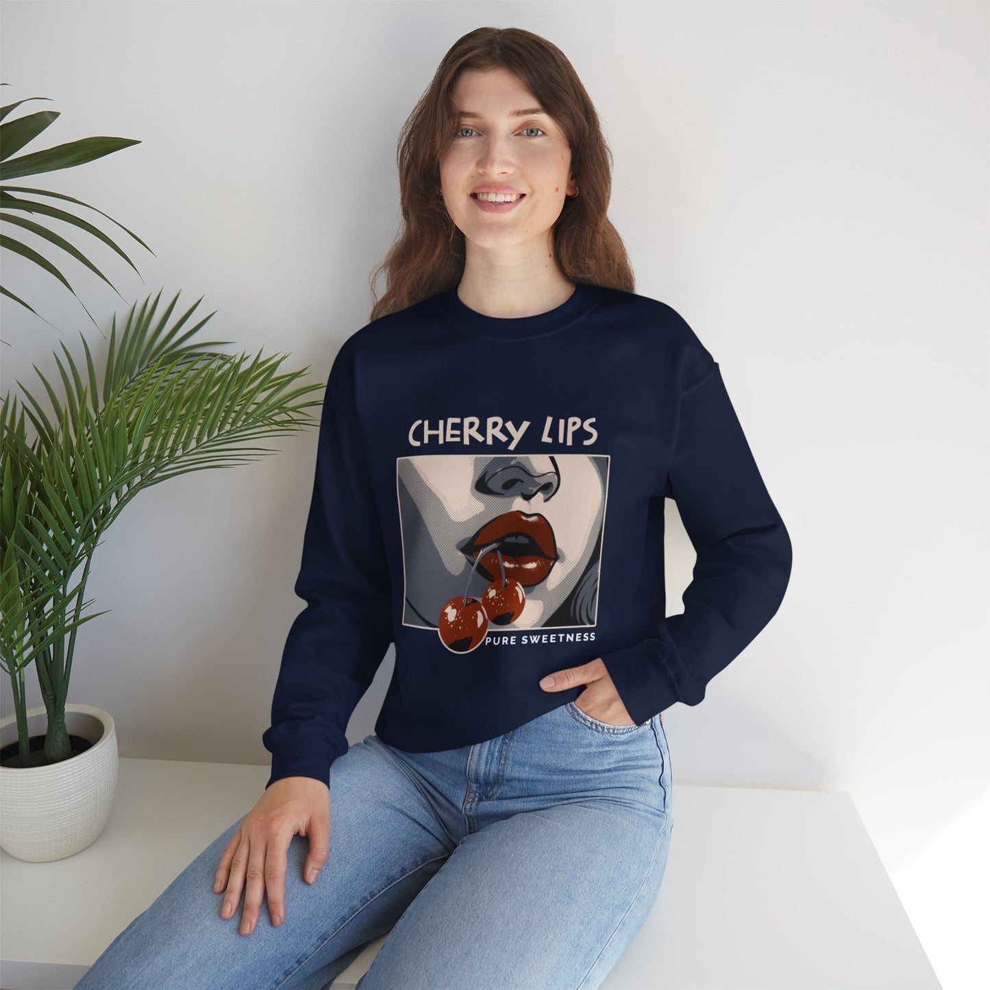 Retro Style 'CHERRY LIPS' Crewneck Sweatshirt™ by Novelty Wonders