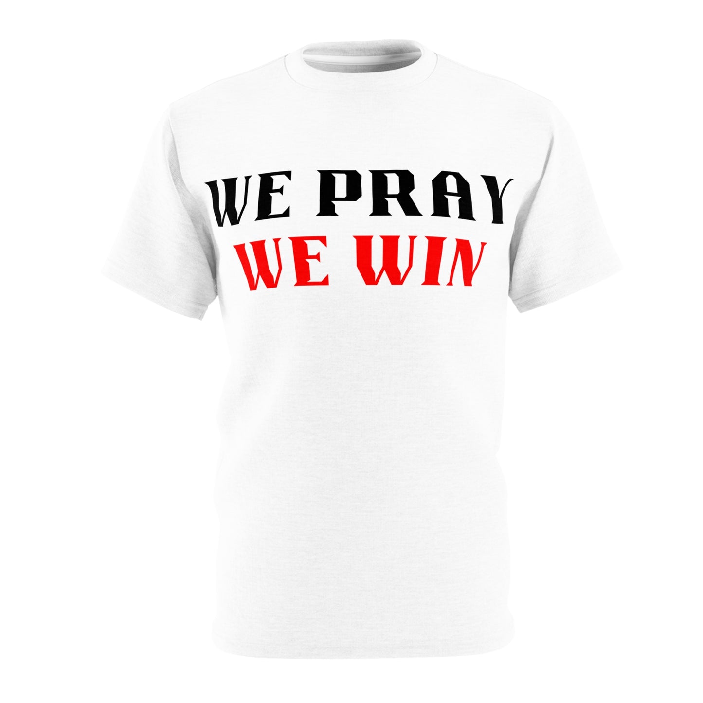 Inspirational 'WE PRAY WE WIN' Signature T-Shirt by Novelty Wonders