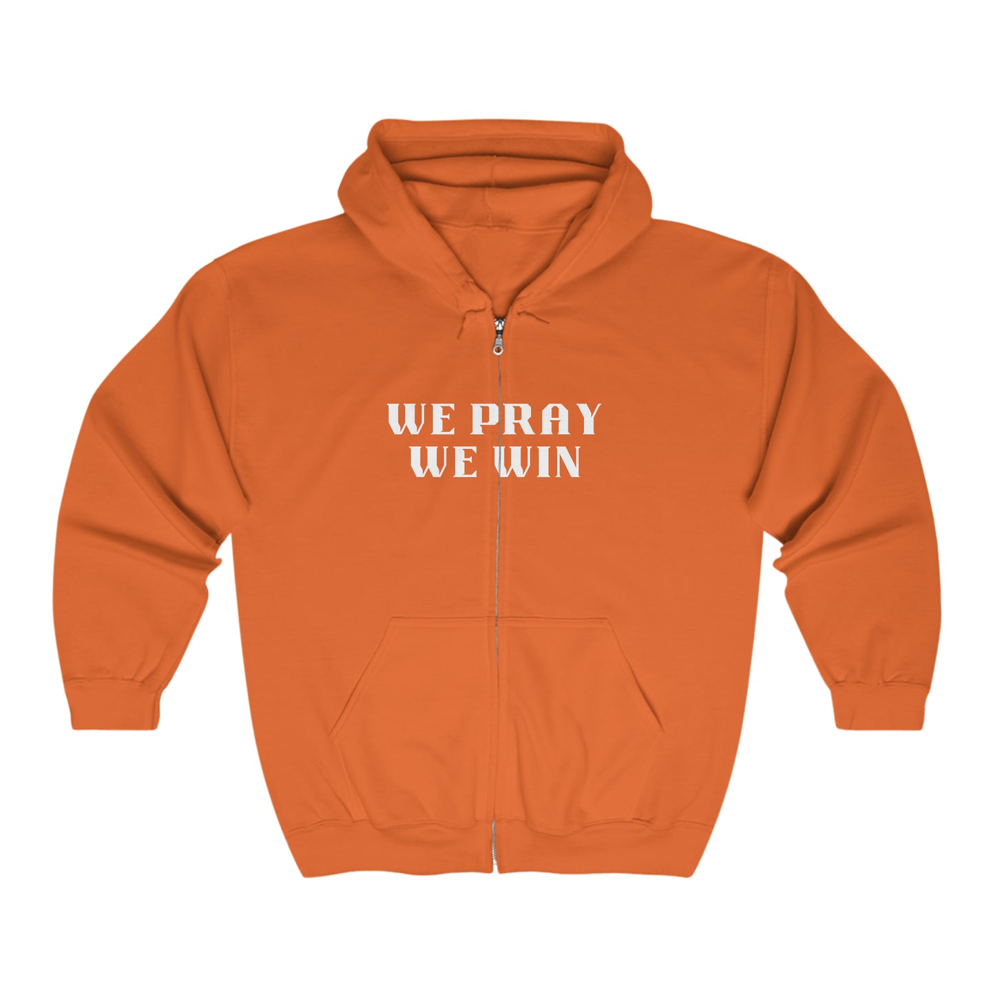 Inspirational 'WE PRAY WE WIN' Full Zip Hooded Sweatshirt™ by Novelty Wonders