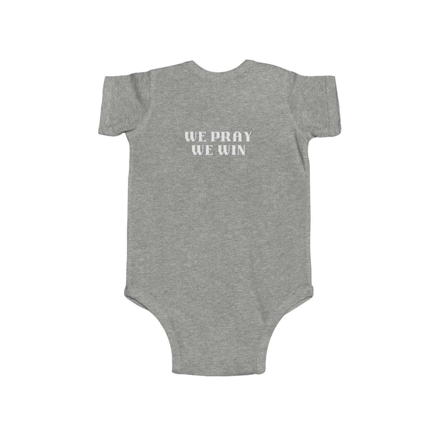 Inspirational 'WE PRAY WE WIN' Infant Jersey Bodysuit by Novelty Wonders