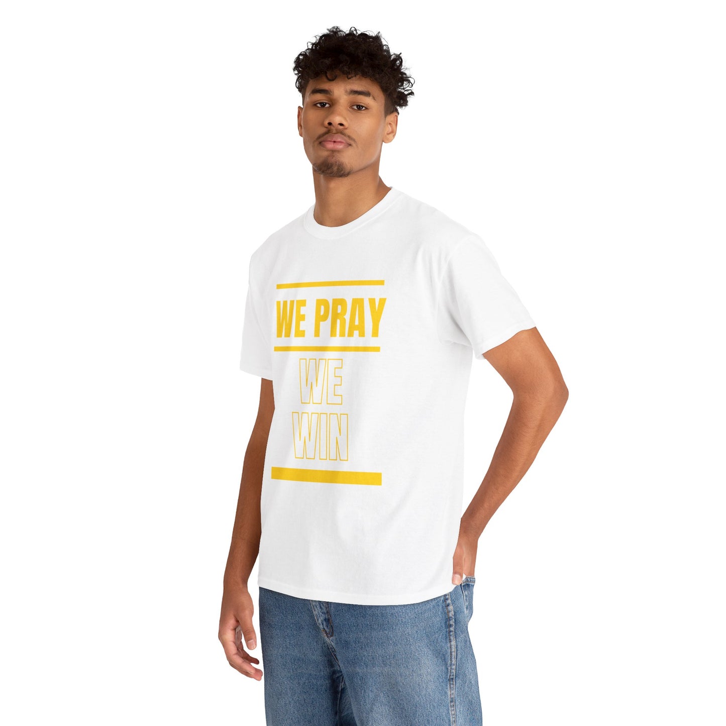 Inspirational 'WE PRAY WE WIN' Heavy Cotton T-Shirt™ by Novelty Wonders