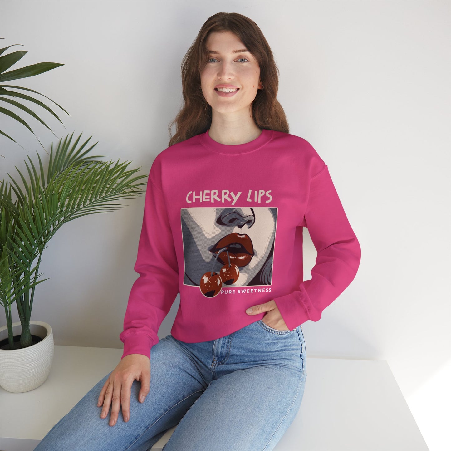 Retro Style 'CHERRY LIPS' Crewneck Sweatshirt™ by Novelty Wonders