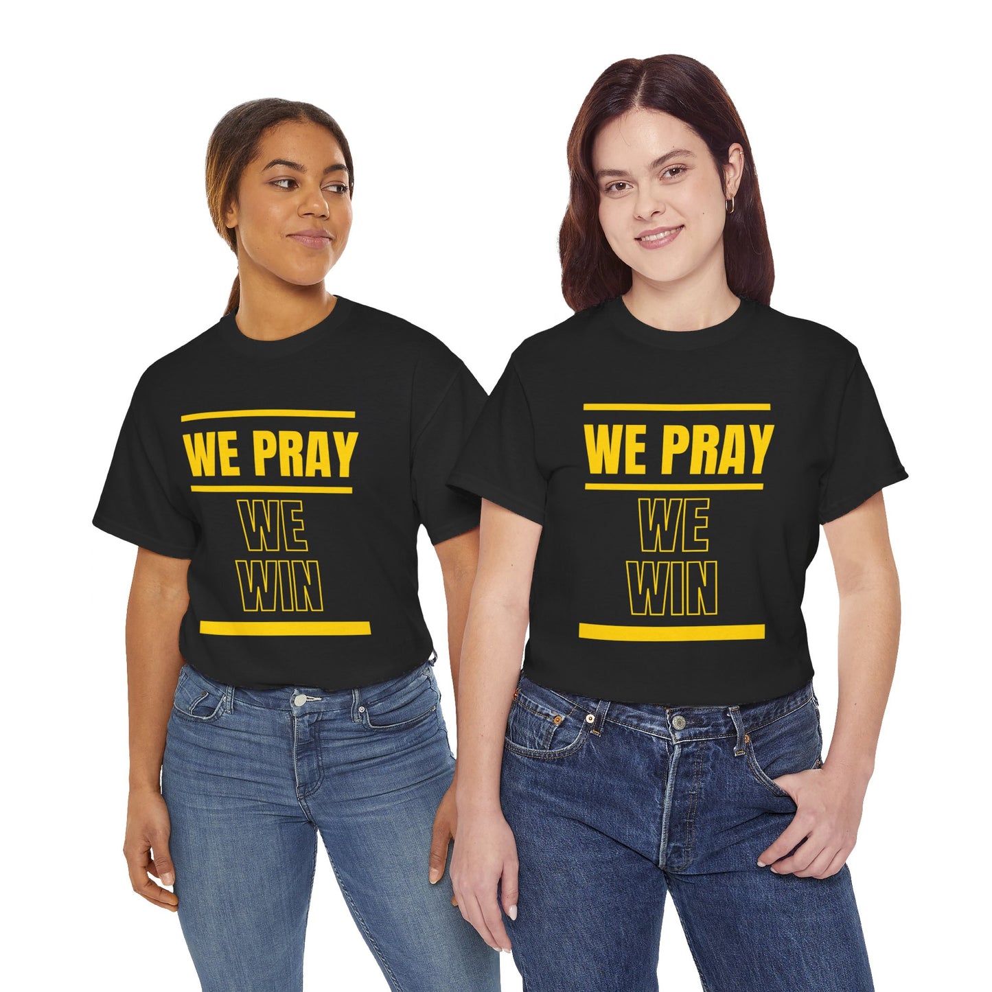 Inspirational 'WE PRAY WE WIN' Heavy Cotton T-Shirt™ by Novelty Wonders