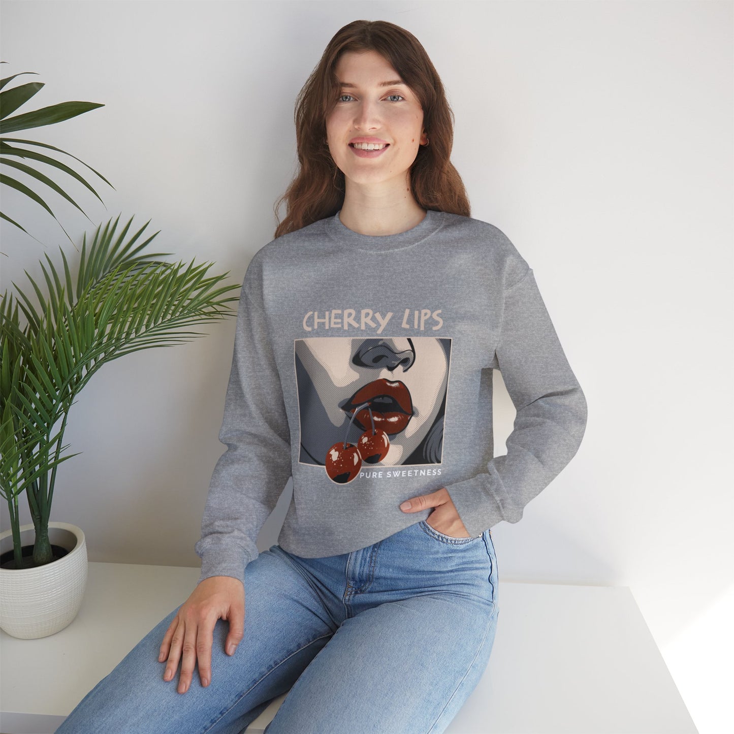 Retro Style 'CHERRY LIPS' Crewneck Sweatshirt™ by Novelty Wonders