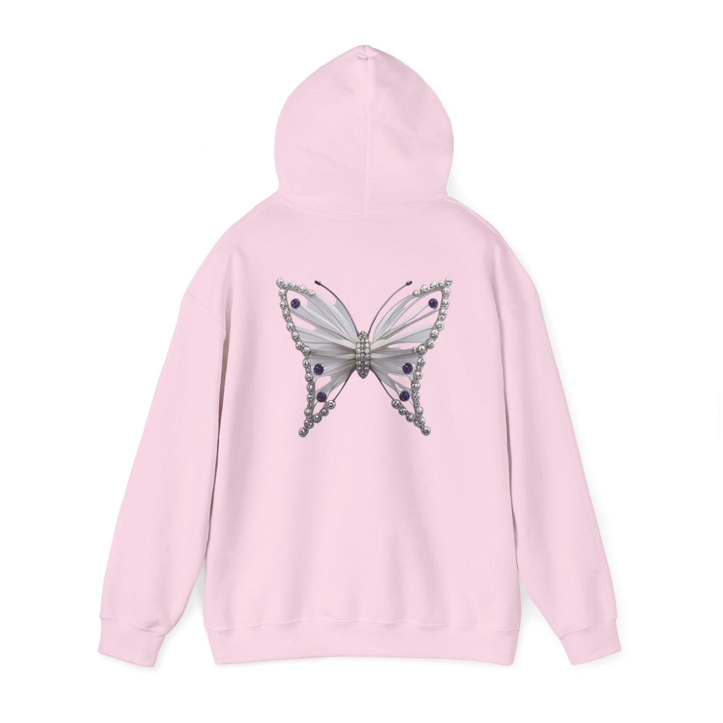 Premium Butterfly Design Unisex Hooded Sweatshirt™ Light Pink, Adult Sizes S -5XL