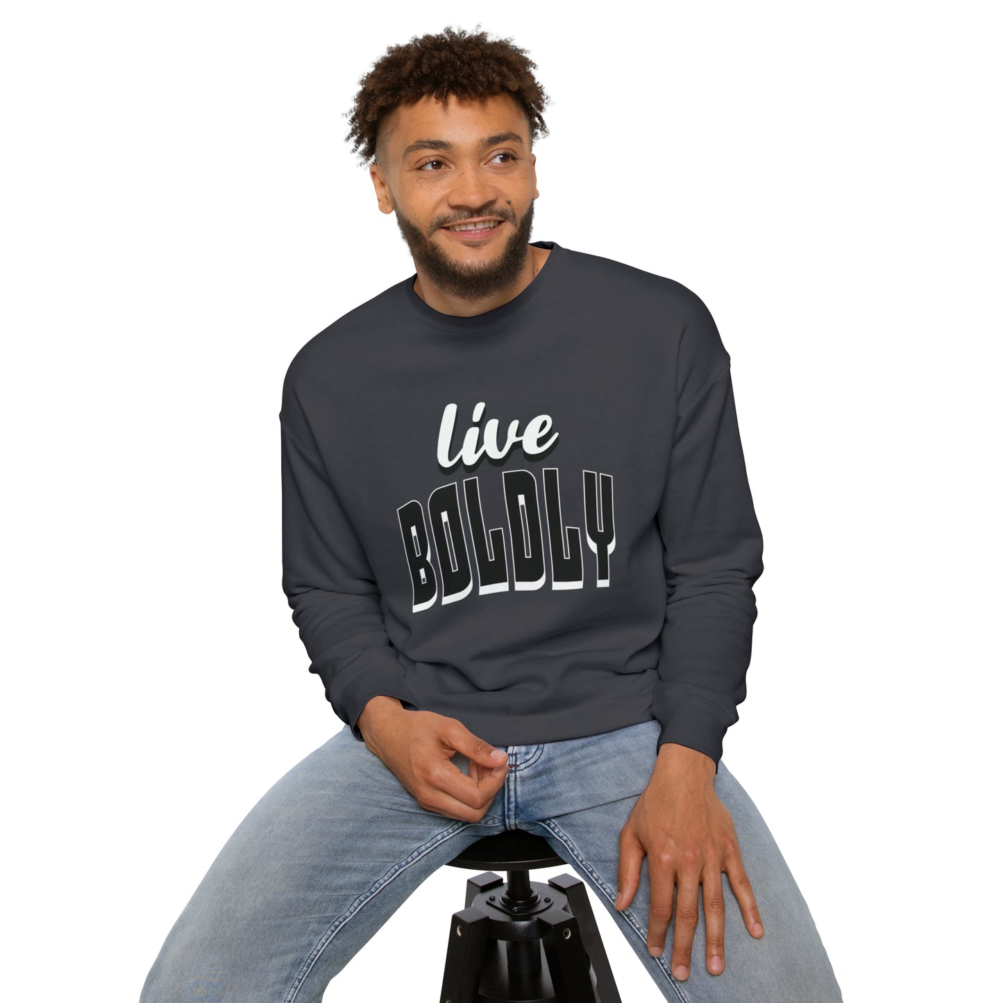 Empowering 'LIVE BOLDLY' Drop Shoulder Sweatshirt by Novelty Wonders