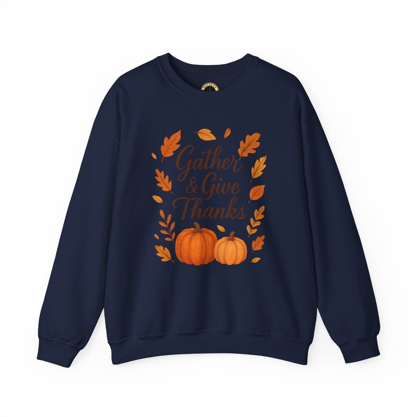 Gather & Give Thanks Pumpkin™ Crewneck Sweatshirt | Unisex Long Sleeve Thanksgiving Apparel