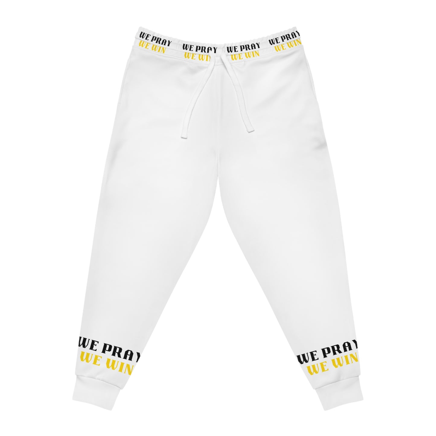 Inspirational "WE PRAY WE WIN" Athletic Joggers by Novelty Wonders