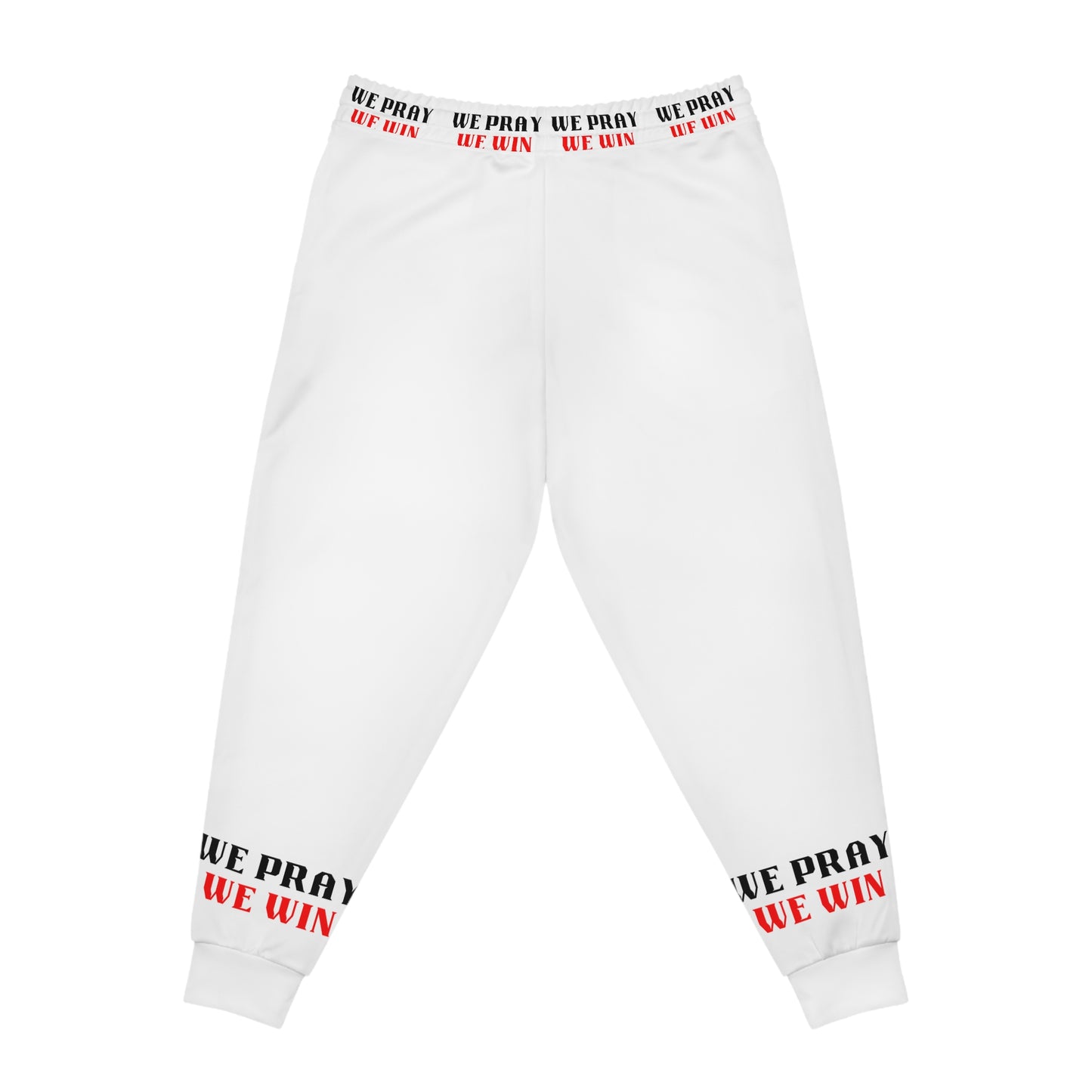 Inspirational "WE PRAY WE WIN" Athletic Joggers by Novelty Wonders