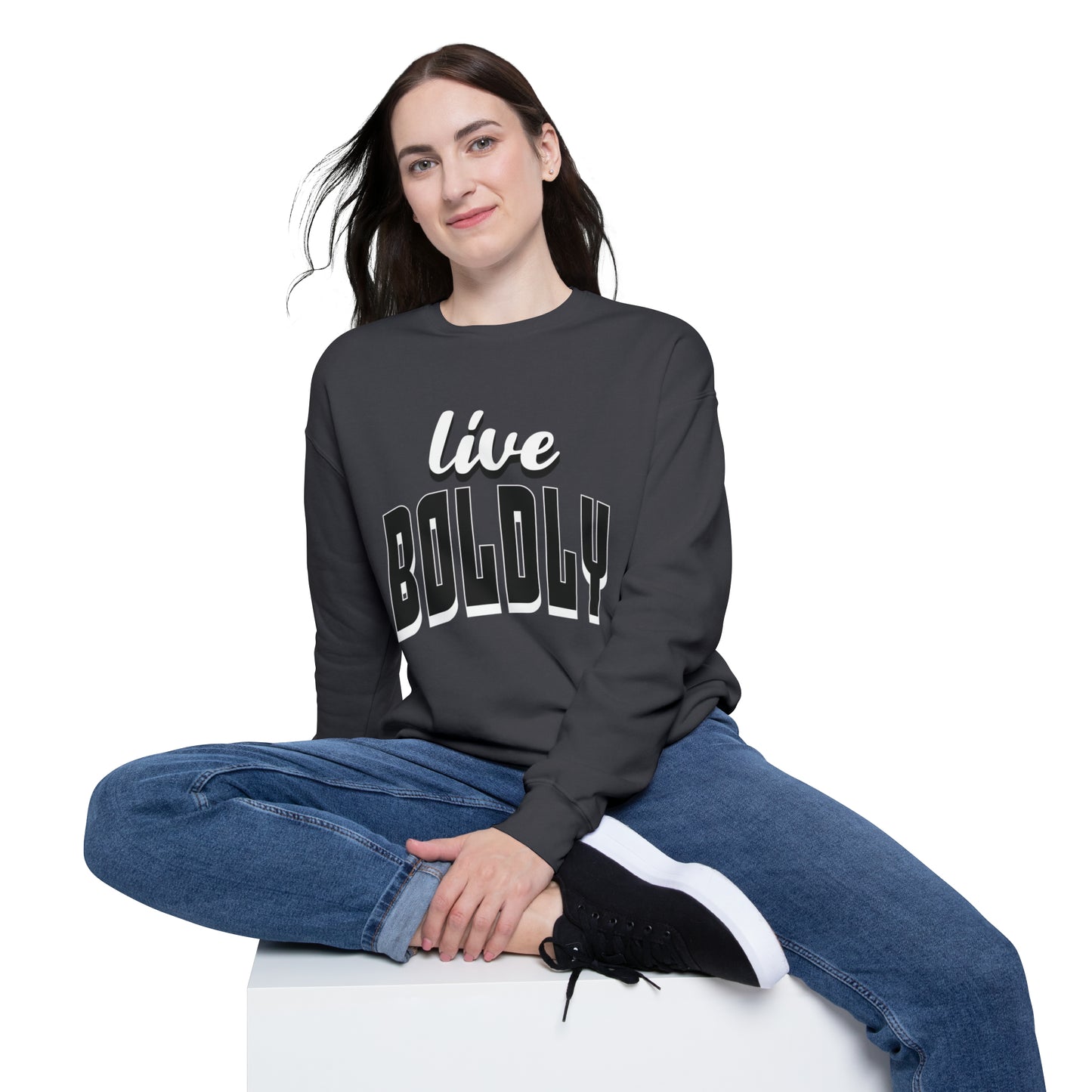 Empowering 'LIVE BOLDLY' Drop Shoulder Sweatshirt by Novelty Wonders