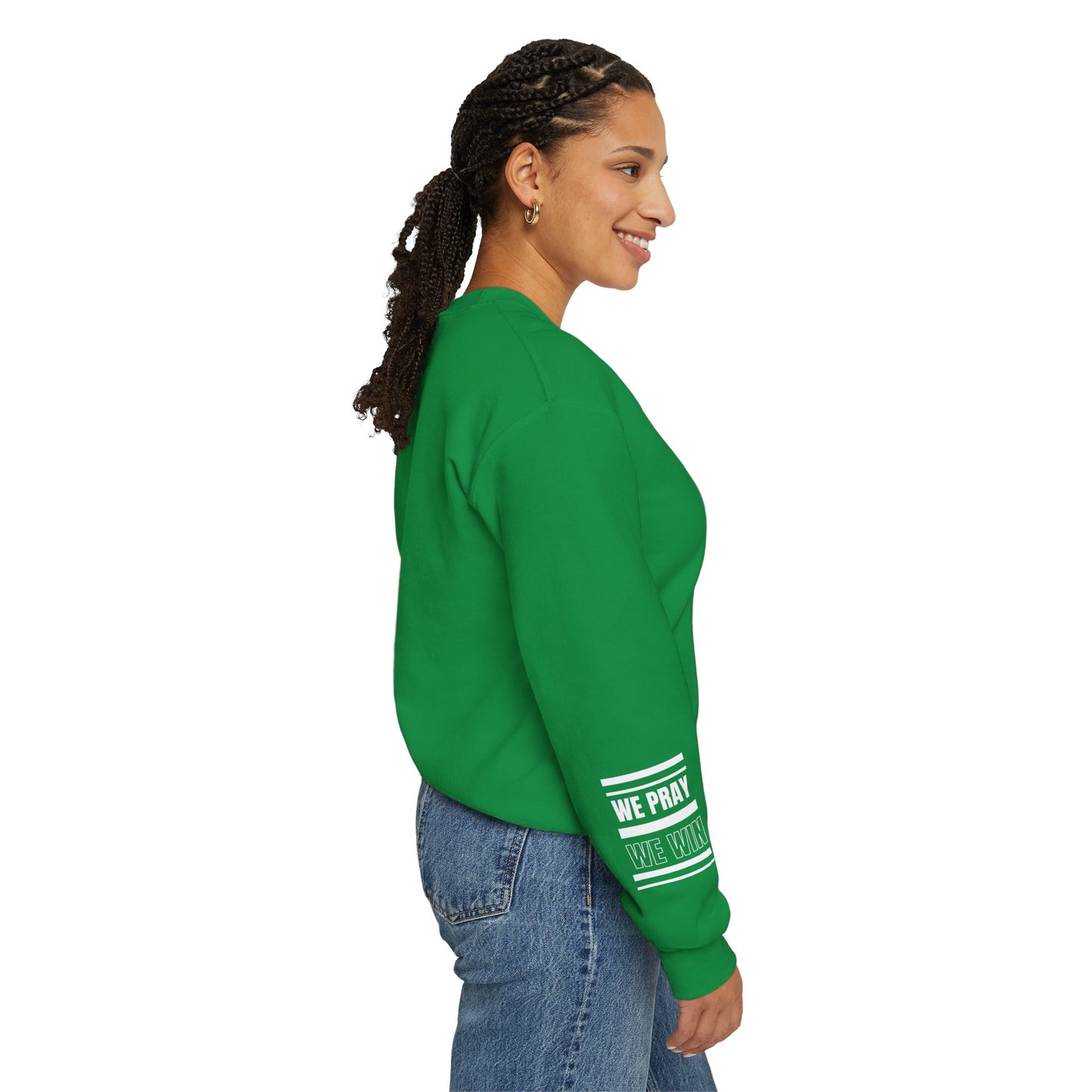 Inspirational 'WE PRAY WE WIN' Logo Crewneck Sweatshirt™ by Novelty Wonders