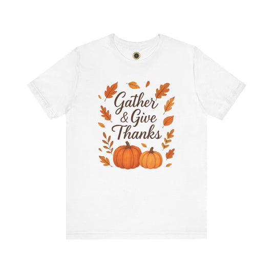 Gather & Give Thanks Pumpkin™ Jersey Short Sleeve T-Shirt | Unisex, Thanksgiving Apparel