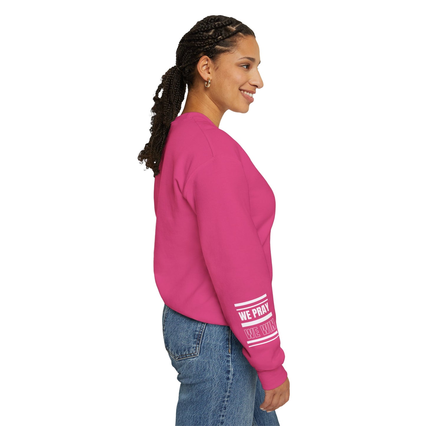 Inspirational 'WE PRAY WE WIN' Logo Crewneck Sweatshirt™ by Novelty Wonders