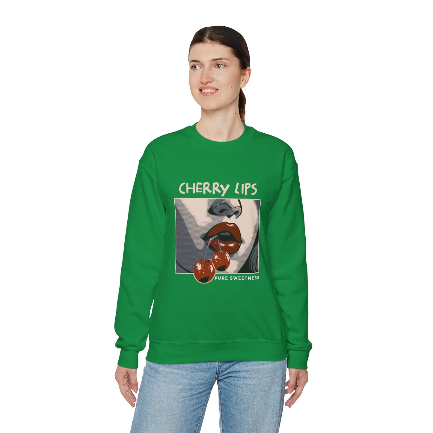 Retro Style 'CHERRY LIPS' Crewneck Sweatshirt™ by Novelty Wonders