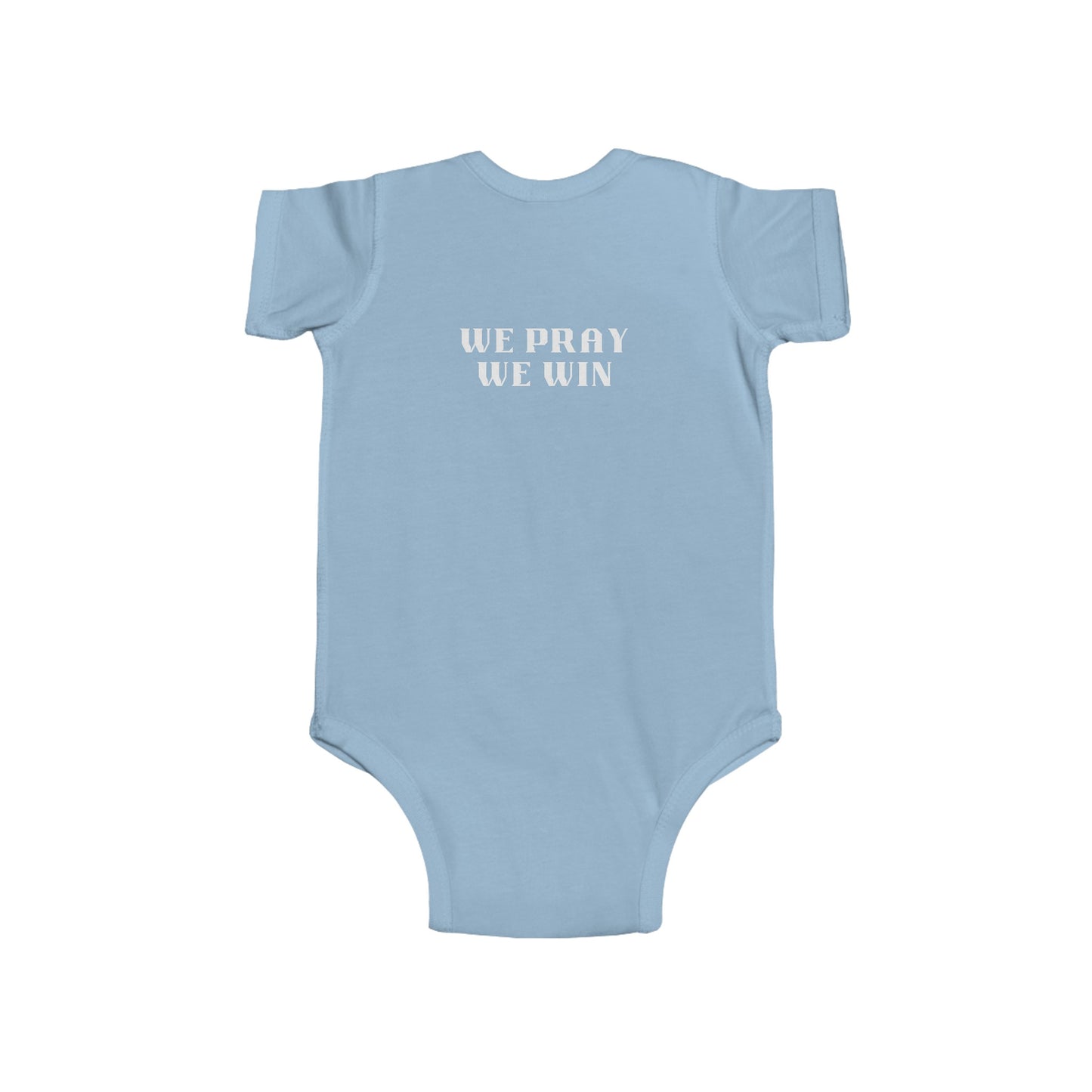 Inspirational 'WE PRAY WE WIN' Infant Jersey Bodysuit by Novelty Wonders