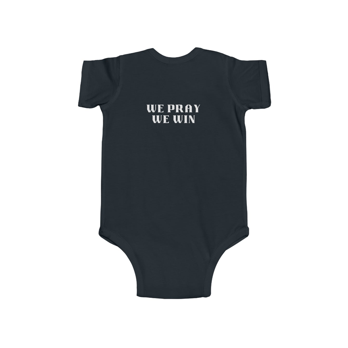 Inspirational 'WE PRAY WE WIN' Infant Jersey Bodysuit by Novelty Wonders