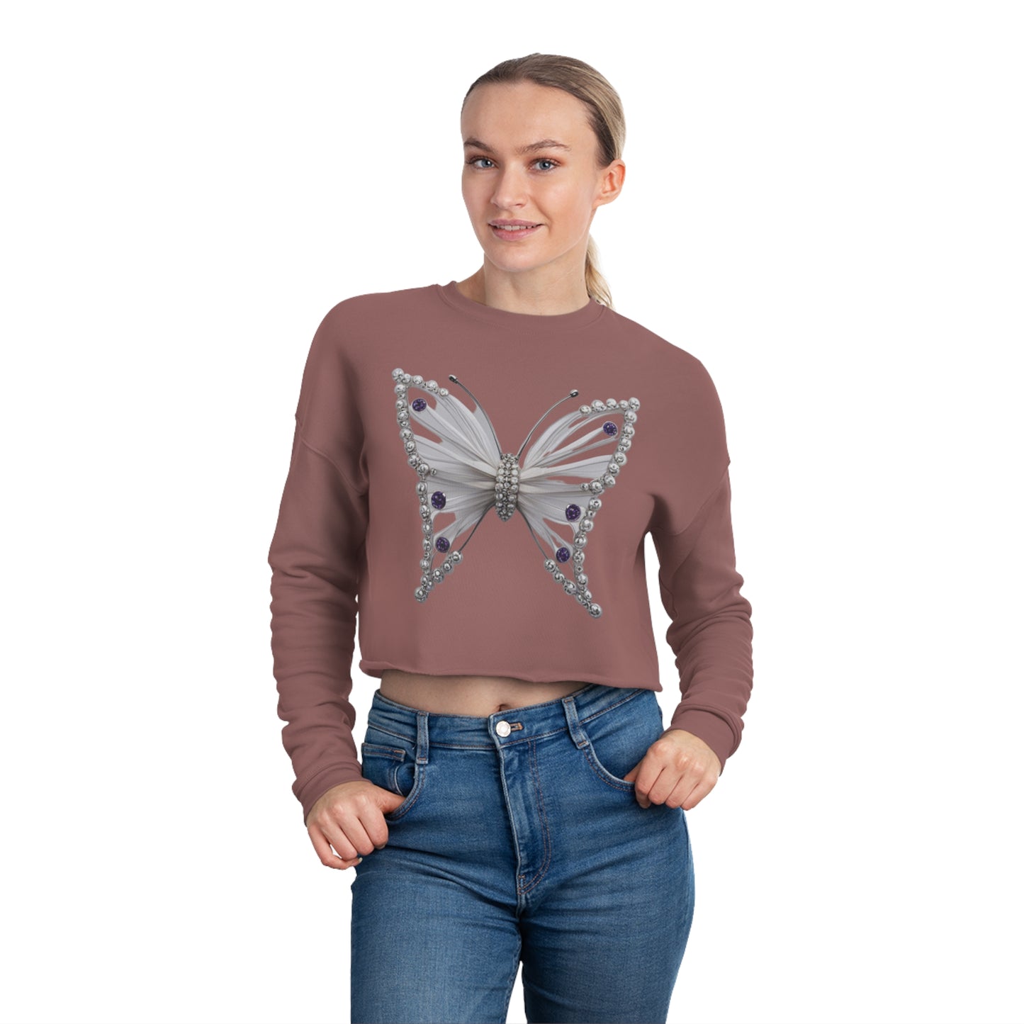 Premium 'Butterfly Design' Women's Cropped Sweatshirt by Novelty Wonders