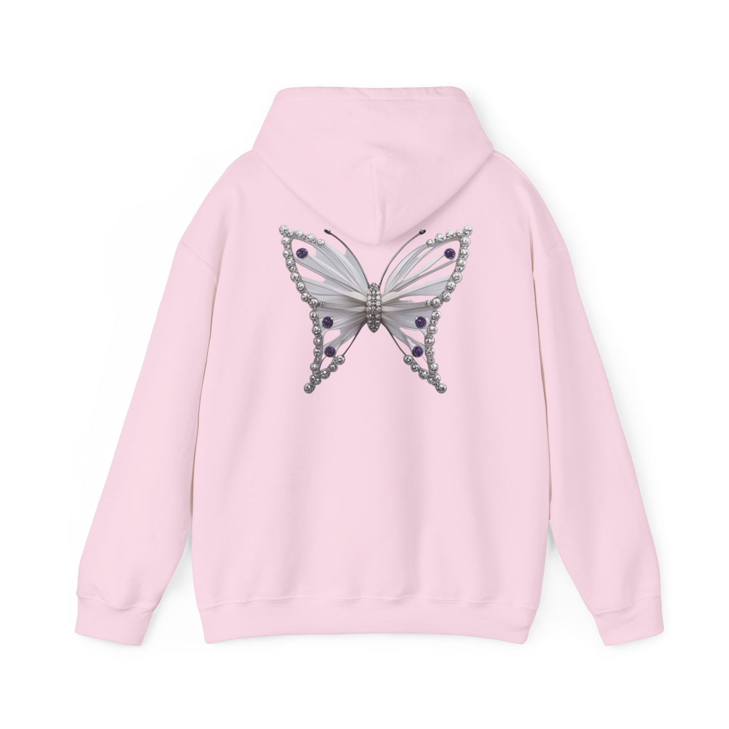 Premium Butterfly Design Unisex Hooded Sweatshirt™ Light Pink, Adult Sizes S -5XL