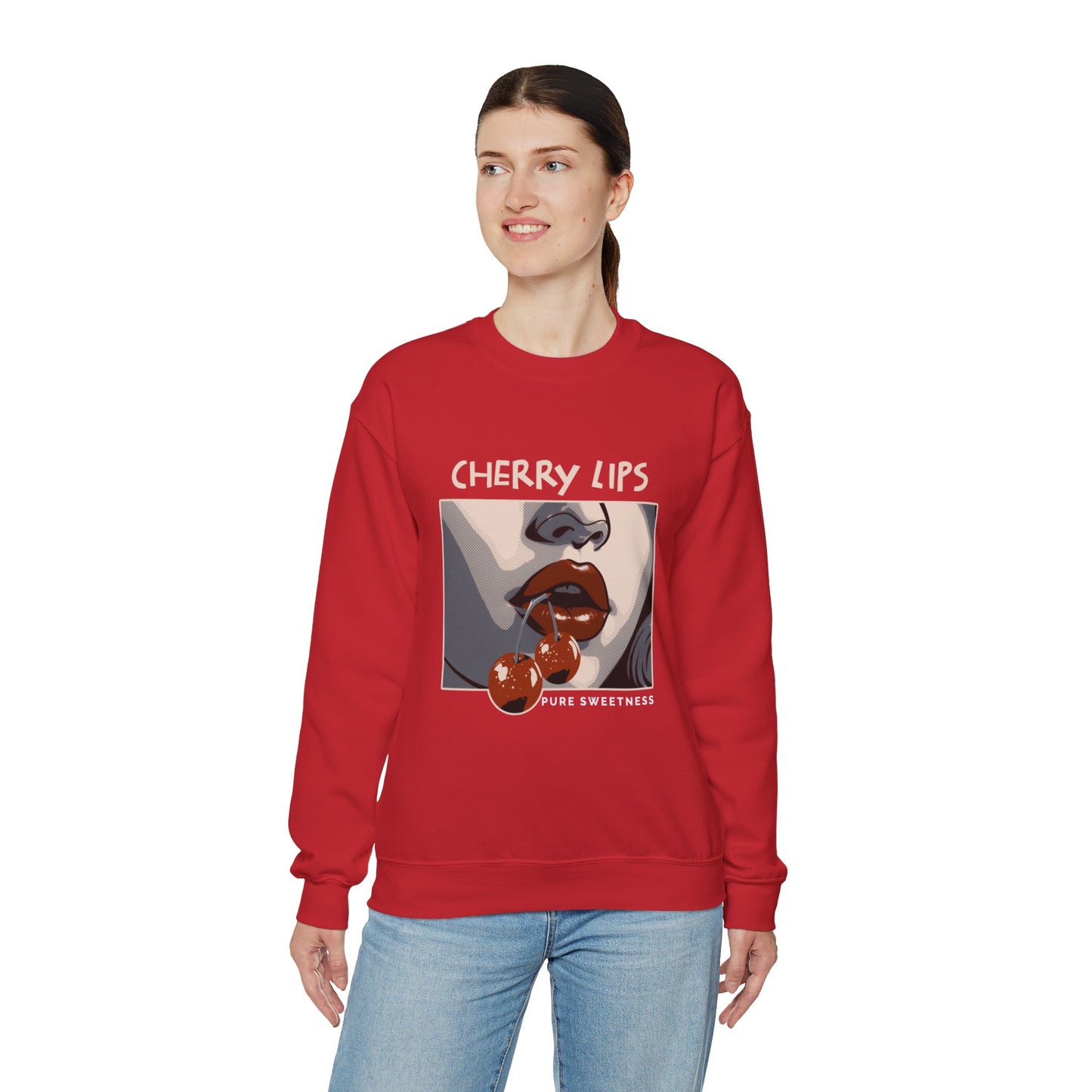 Retro Style 'CHERRY LIPS' Crewneck Sweatshirt™ by Novelty Wonders