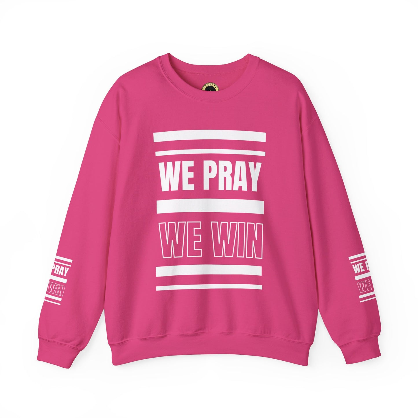 Inspirational 'WE PRAY WE WIN' Logo Crewneck Sweatshirt™ by Novelty Wonders