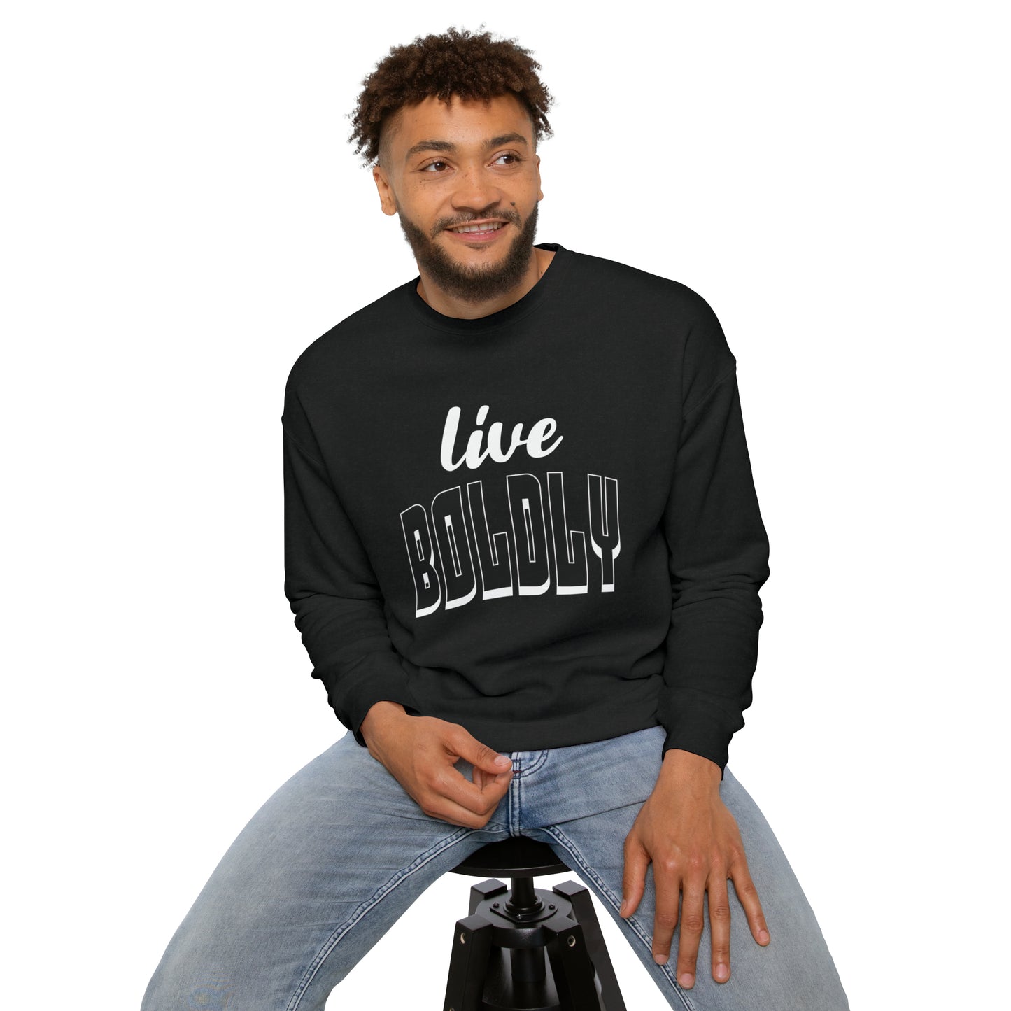 Empowering 'LIVE BOLDLY' Drop Shoulder Sweatshirt by Novelty Wonders