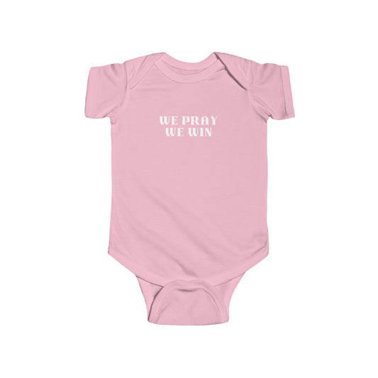 Inspirational 'WE PRAY WE WIN' Infant Jersey Bodysuit by Novelty Wonders