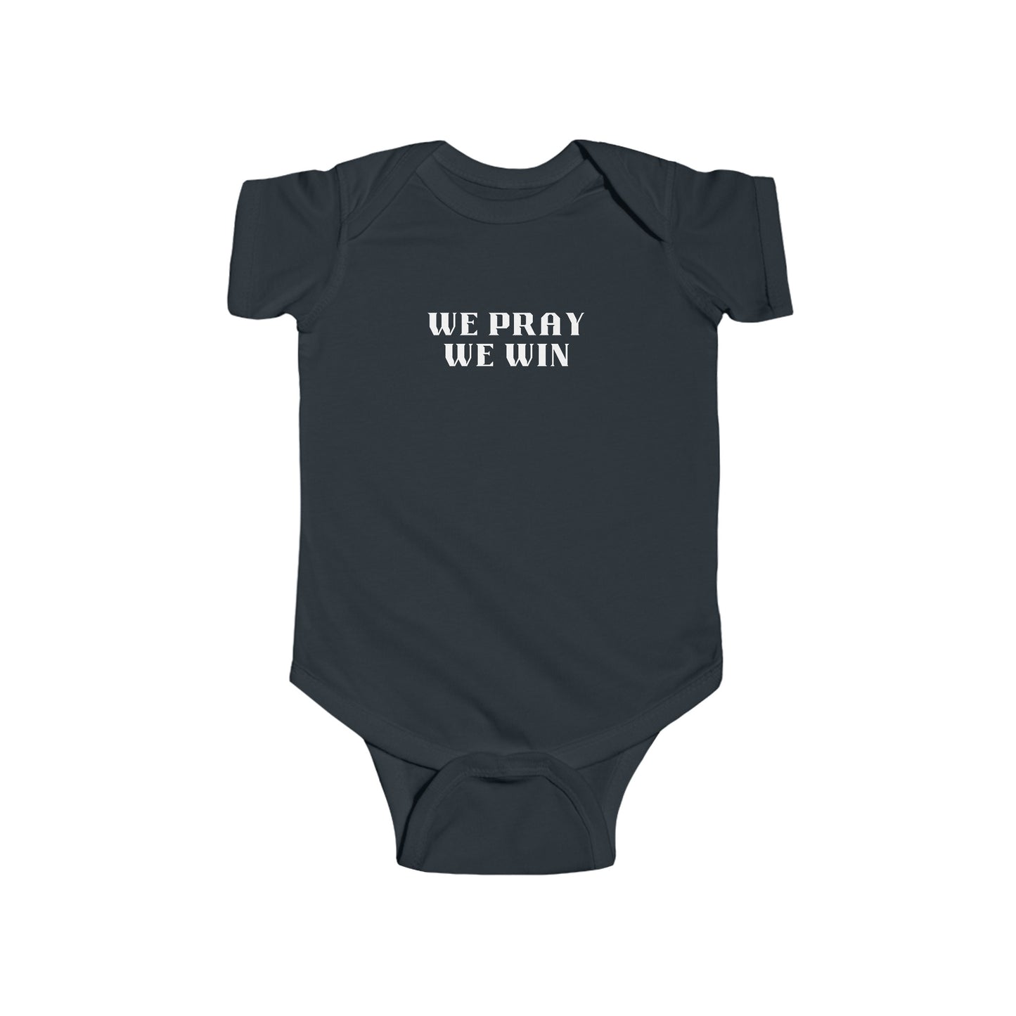 Inspirational 'WE PRAY WE WIN' Infant Jersey Bodysuit by Novelty Wonders